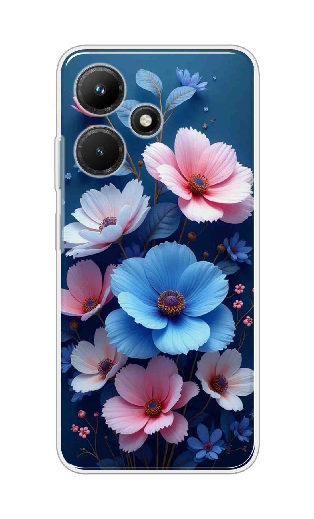 Coberta Back Cover For Infinix Hot 30i Back Cover Stylish Case - Blue and Pink Flowers Design D16512