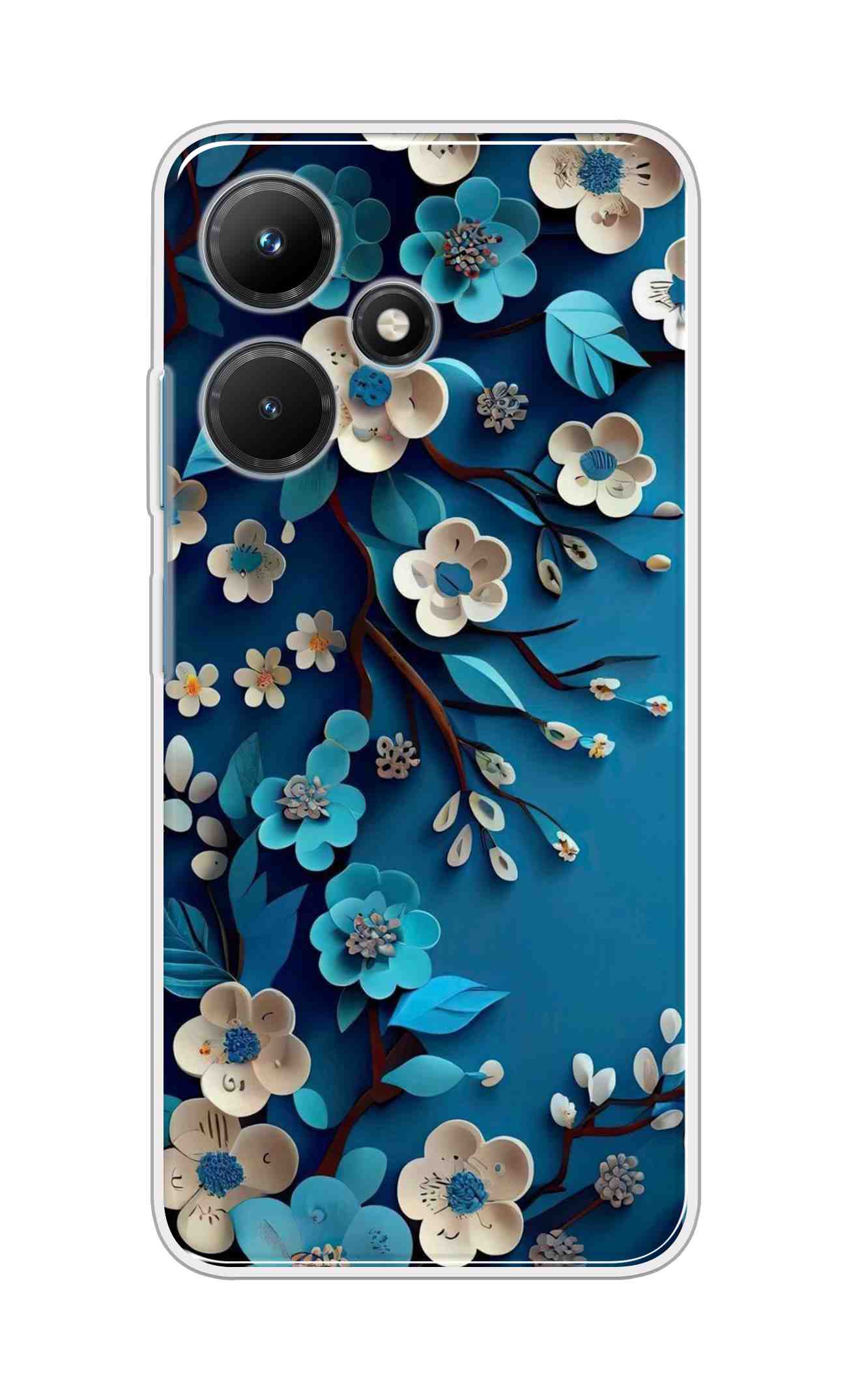 Coberta Back Cover For Infinix Hot 30i Back Cover Stylish Case - Blue and White Flowers Design D16551