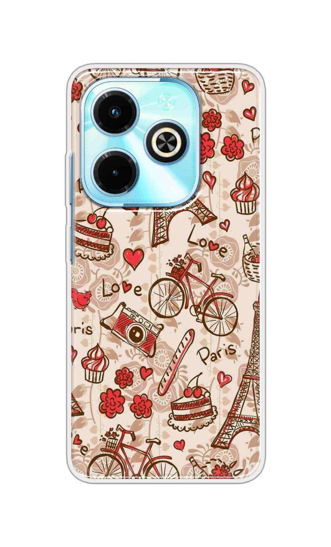Coberta Back Cover For Infinix Smart 8 Back Cover Stylish Case - Paris and Love Text Pattern D11626