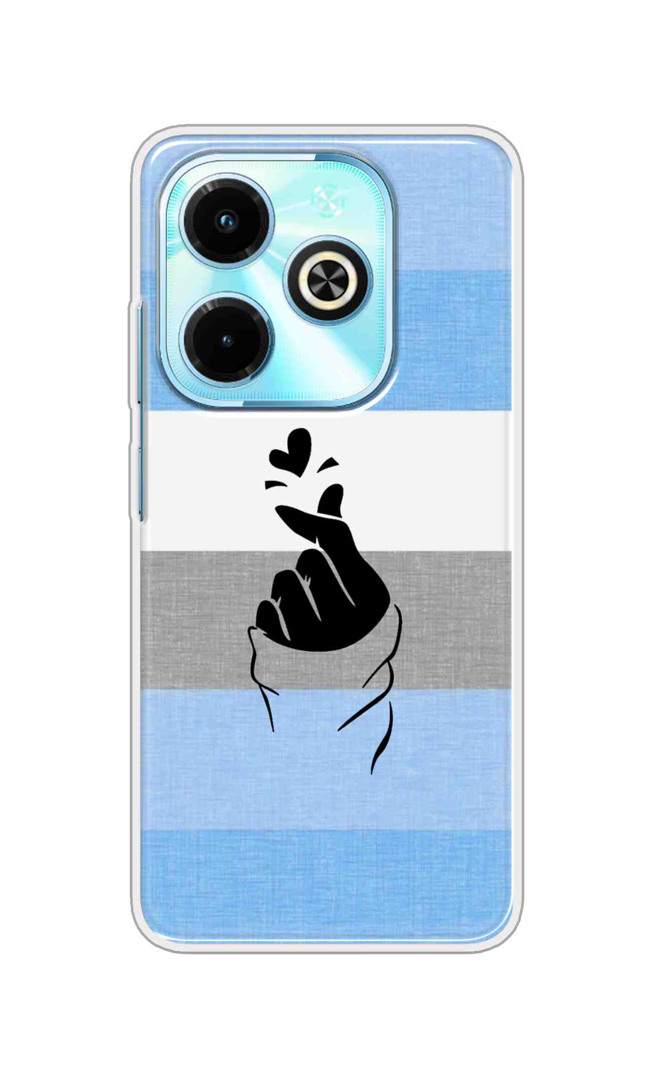 Coberta Back Cover For Infinix Smart 8 Back Cover Stylish Case - Blue and Grey Korean Heart Design D14909