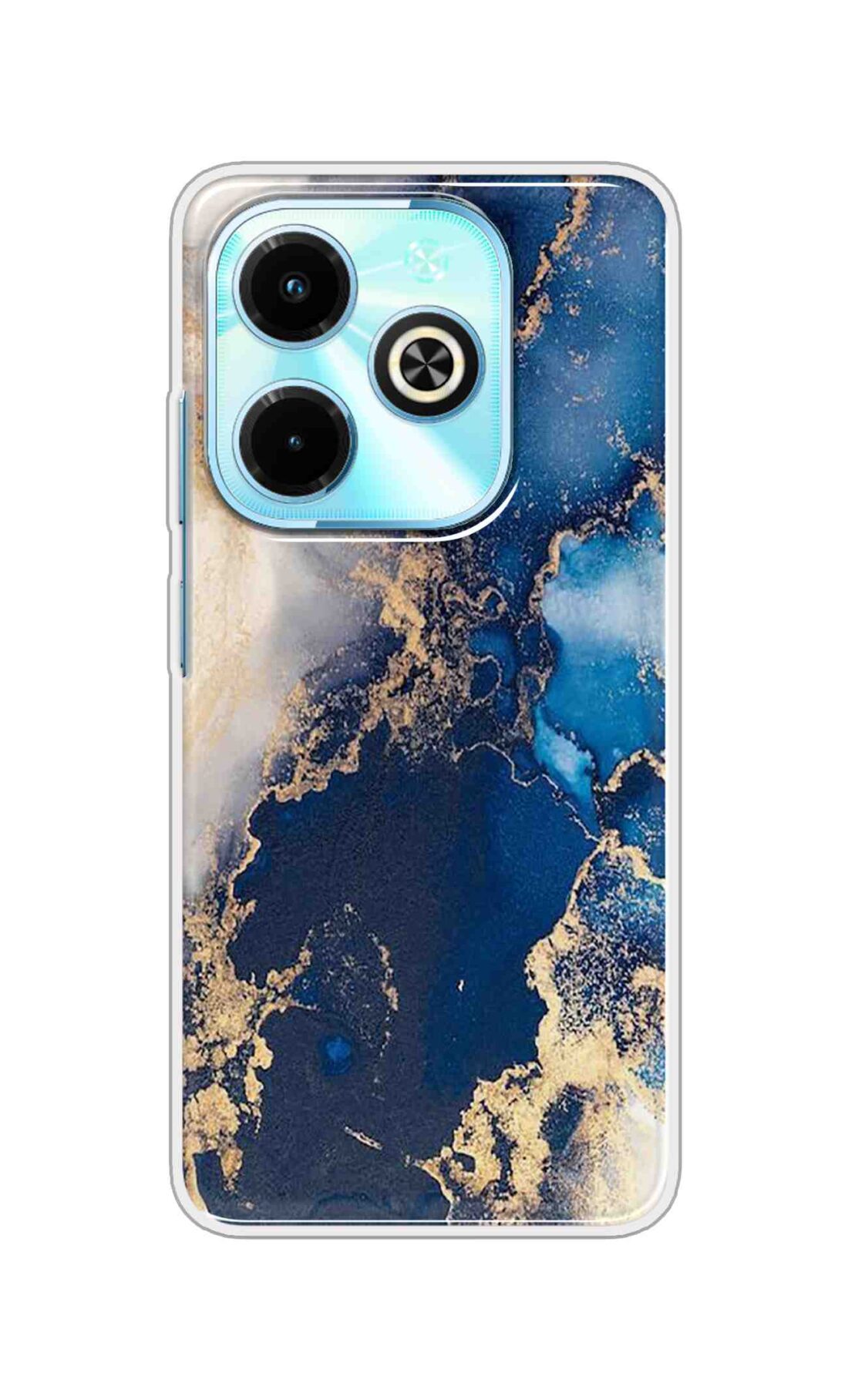 Coberta Back Cover For Infinix Hot 40i Back Cover Stylish Case - White and Dark Blue Marble Design D16177