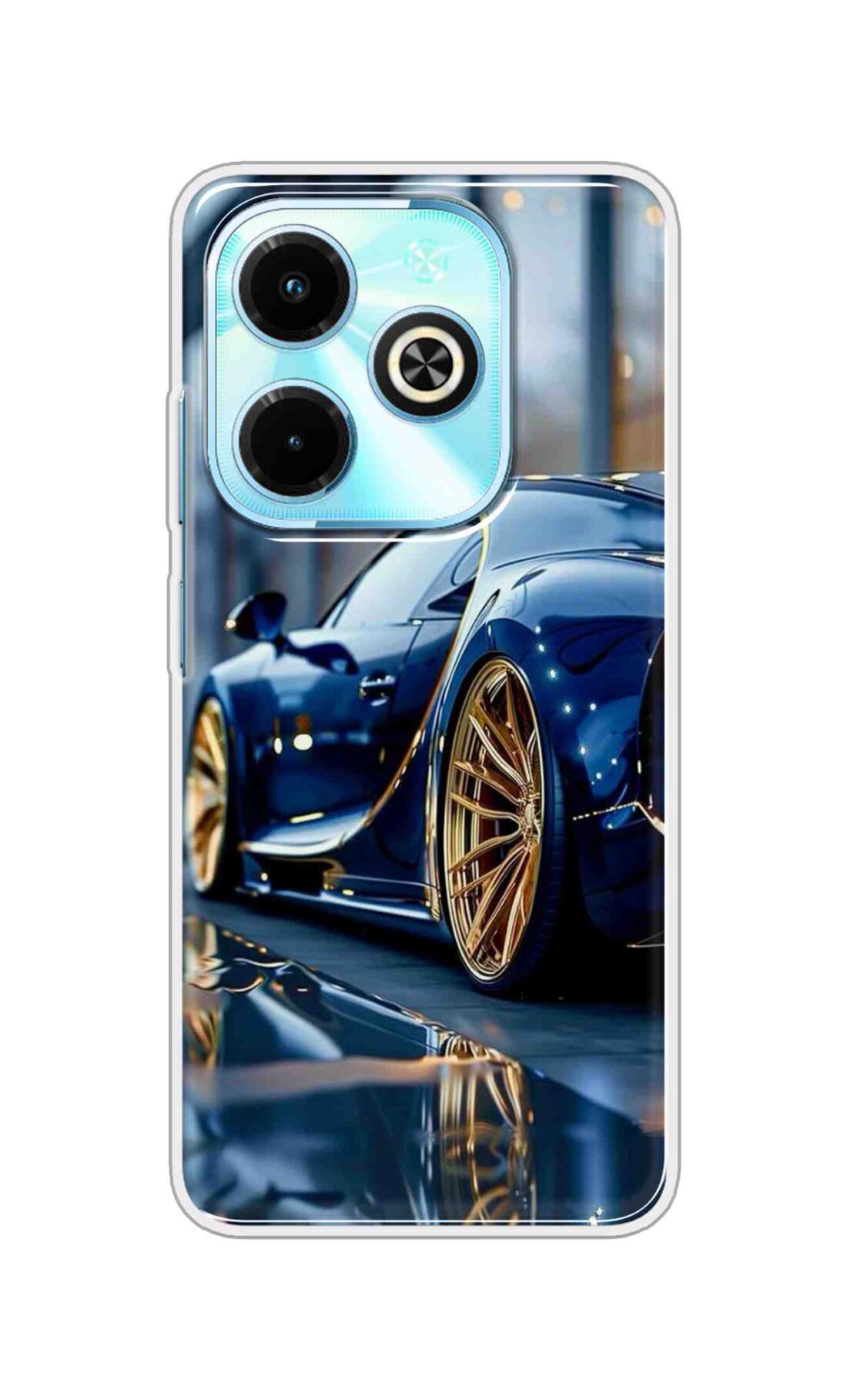 Coberta Back Cover For Infinix Hot 40i Back Cover Stylish Case - Black Car with Golden Tier Design D16477