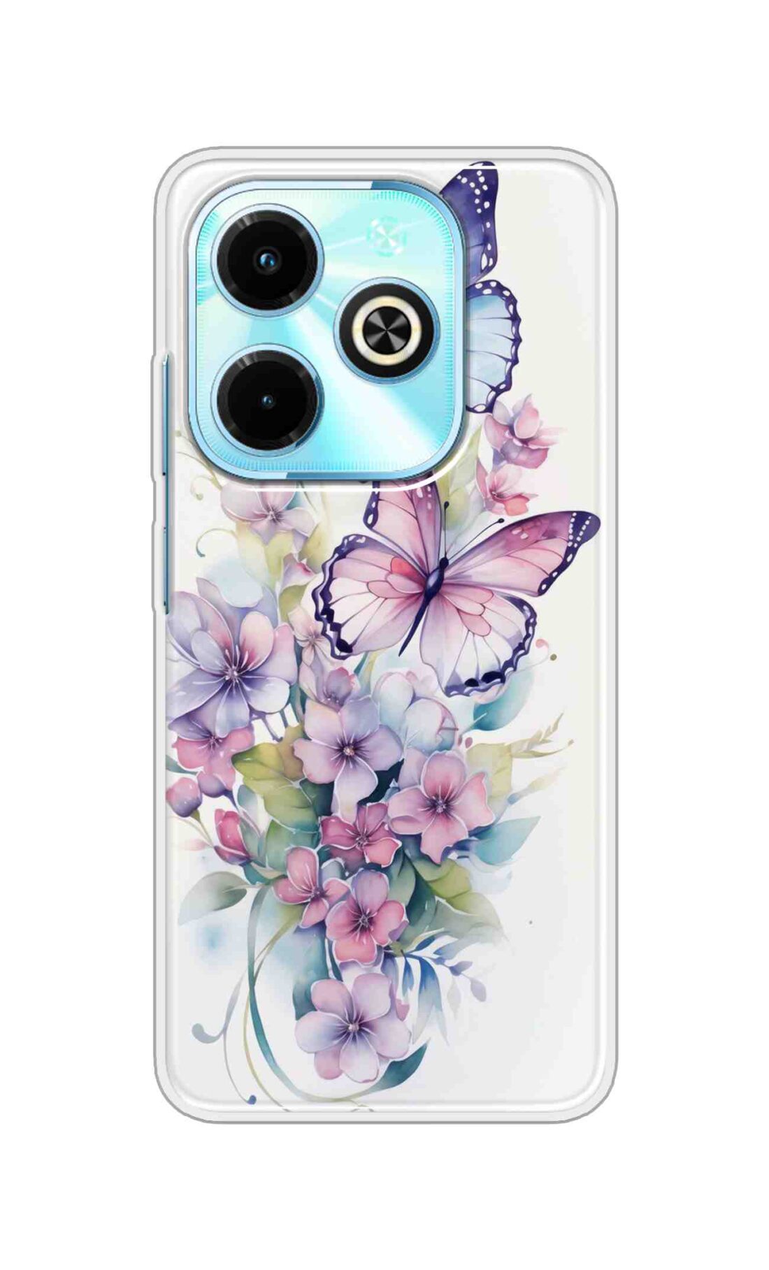 Coberta Back Cover For Infinix Smart 8 Back Cover Stylish Case - Butterfly with Flowers Design D16524