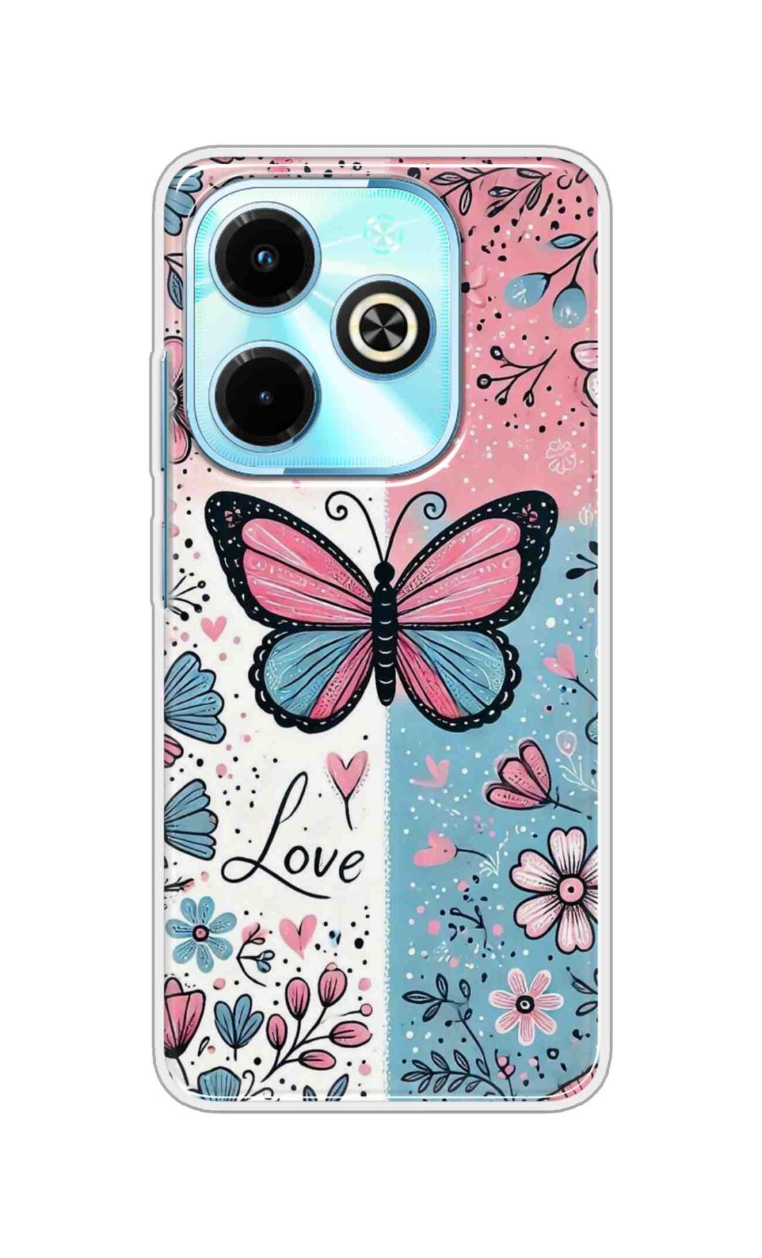 Coberta Back Cover For Infinix Smart 8 Back Cover Stylish Case - Butterfly and Love Text Design D16526