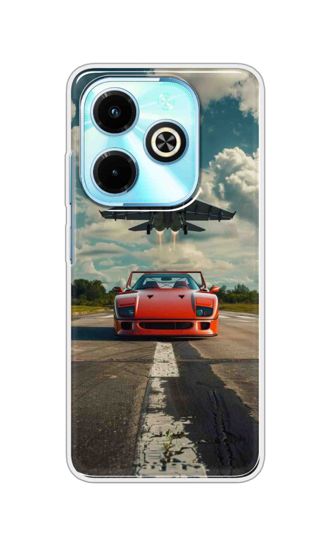 Coberta Back Cover For Infinix Smart 8 Back Cover Stylish Case - Red Car with Aeroplane Design D16596