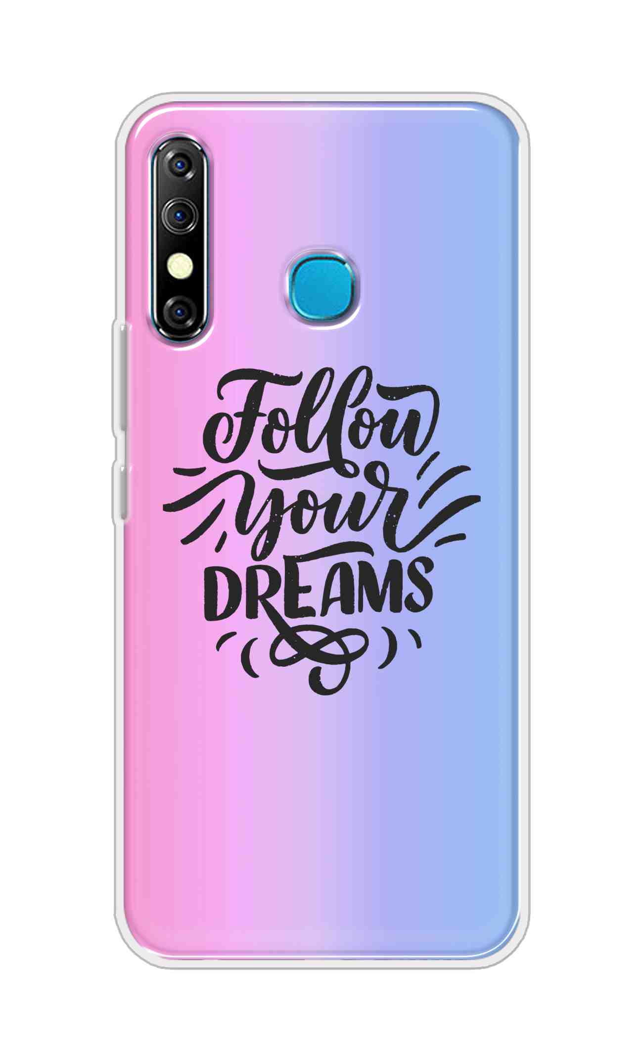 Coberta Back Cover For Infinix Hot 8 Back Cover Stylish Case - Follow Your Dreams In Pink And Blue Design D16501