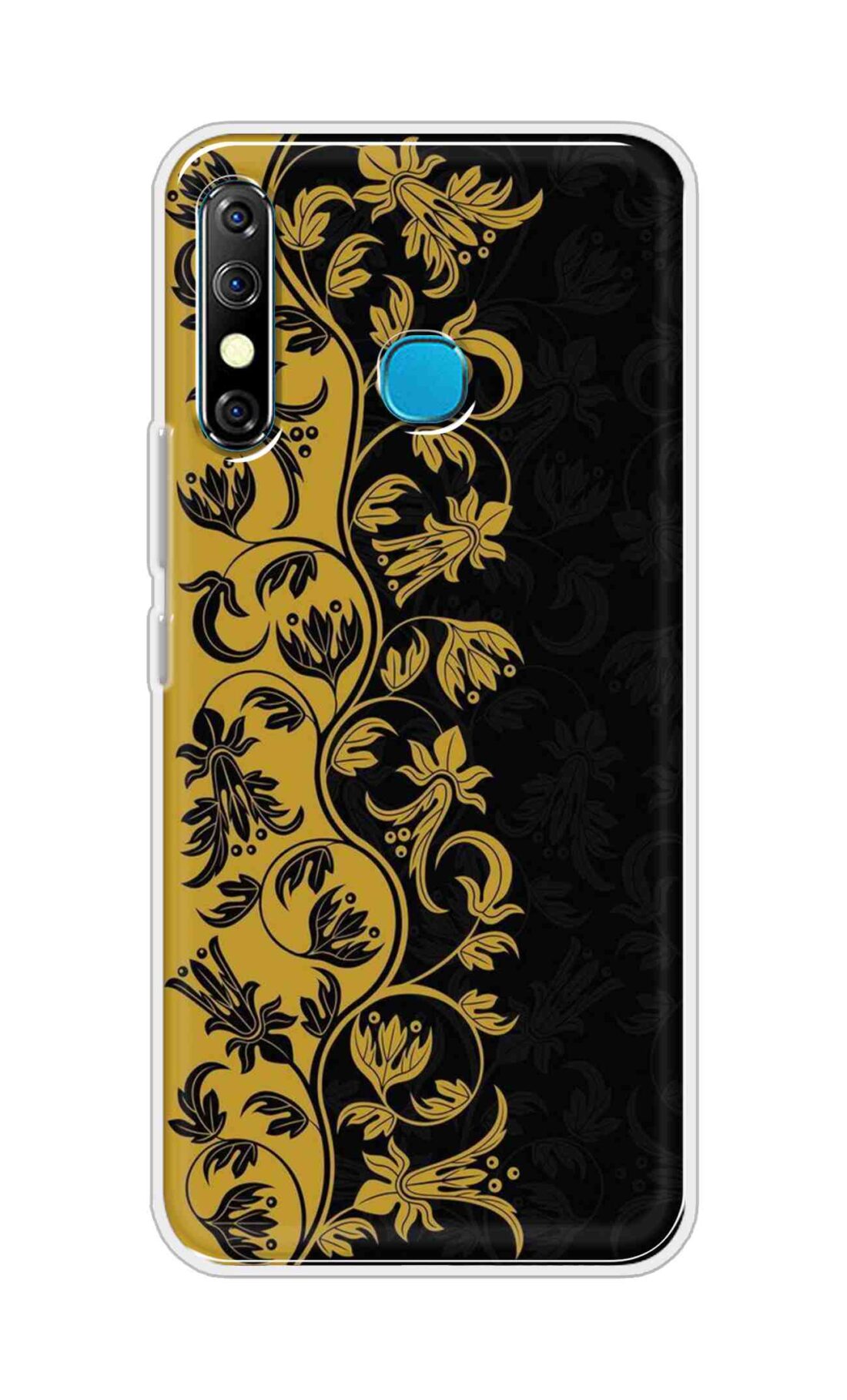 Coberta Back Cover For Infinix Hot 8 Back Cover Stylish Case - Black and Yellow Leaves Design D16518