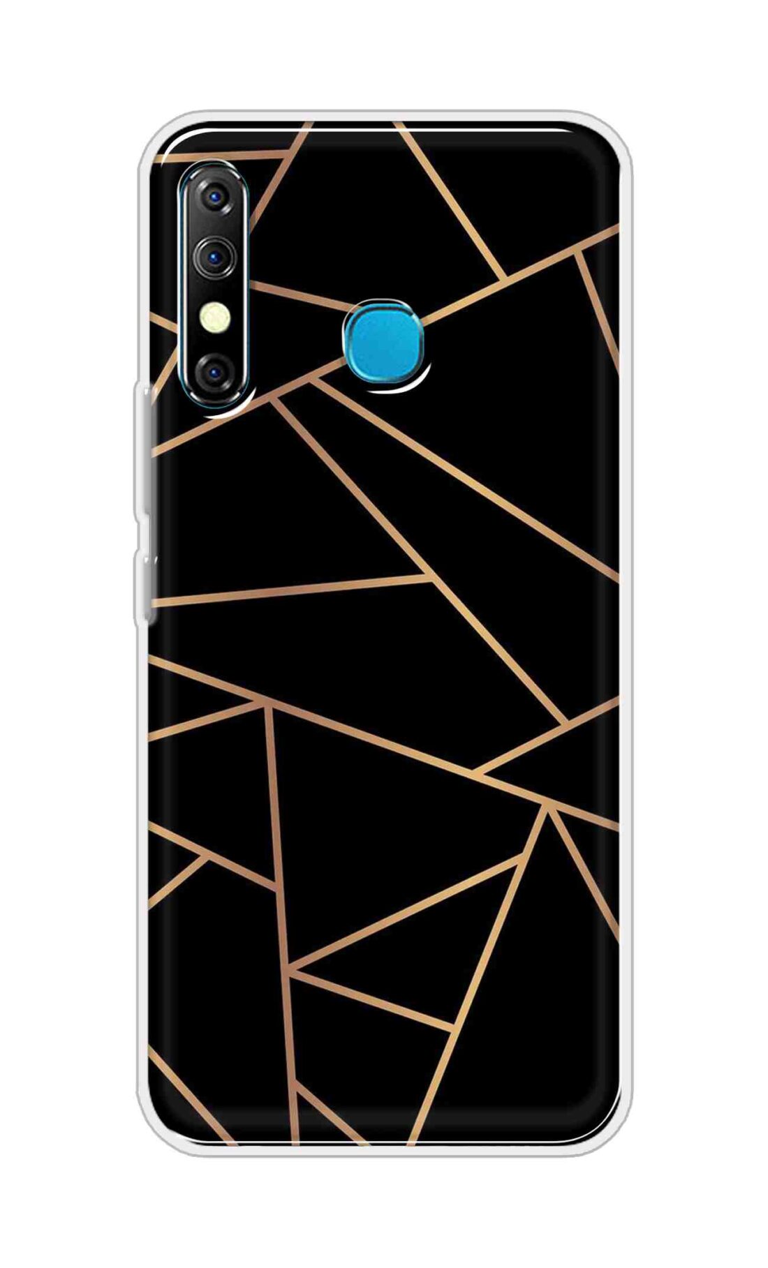 Coberta Back Cover For Infinix Hot 8 Back Cover Stylish Case - Golden Zig Zag Pattern in Black Design D16519