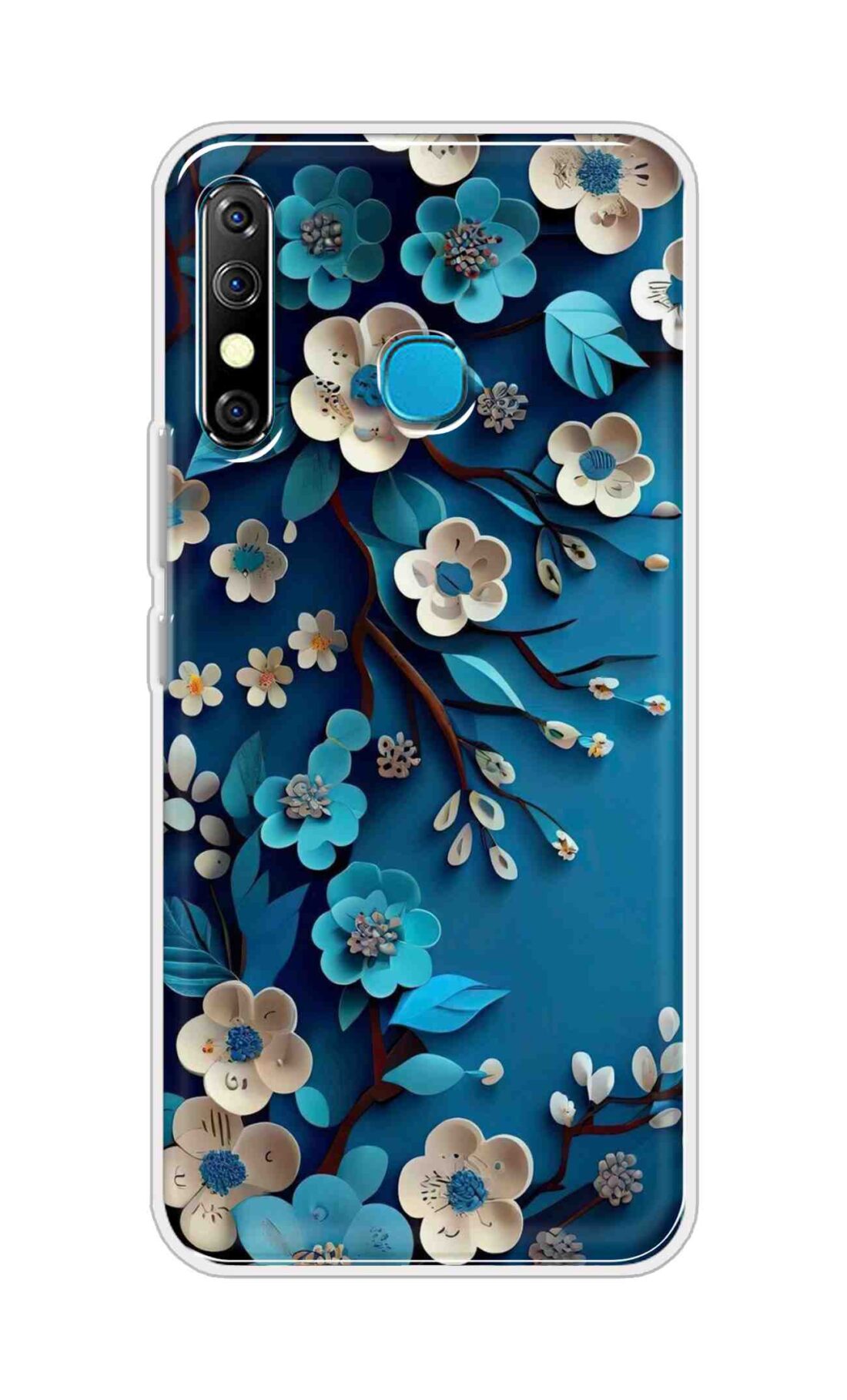 Coberta Back Cover For Infinix Hot 8 Back Cover Stylish Case - Blue and White Flowers Design D16551