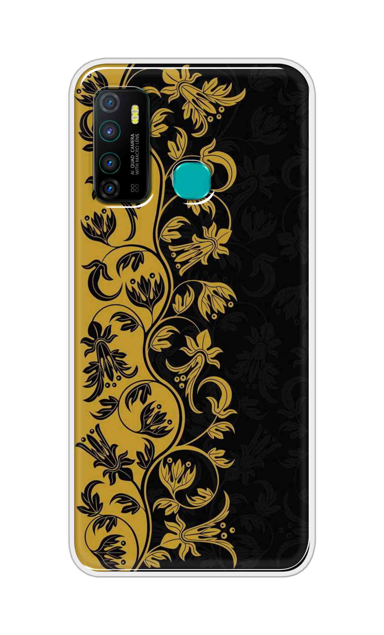 Coberta Back Cover For Infinix Hot 9 Back Cover Stylish Case - Black and Yellow Leaves Design D16518