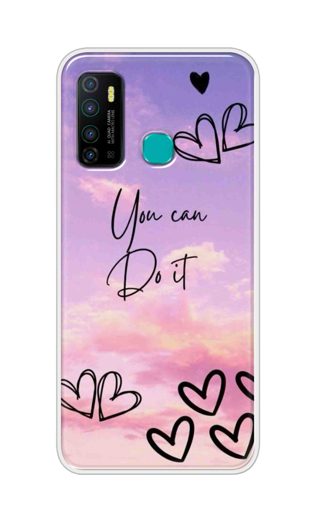 Coberta Back Cover For Infinix Hot 9 Back Cover Stylish Case - You Can Do It and Hearts Design D16539