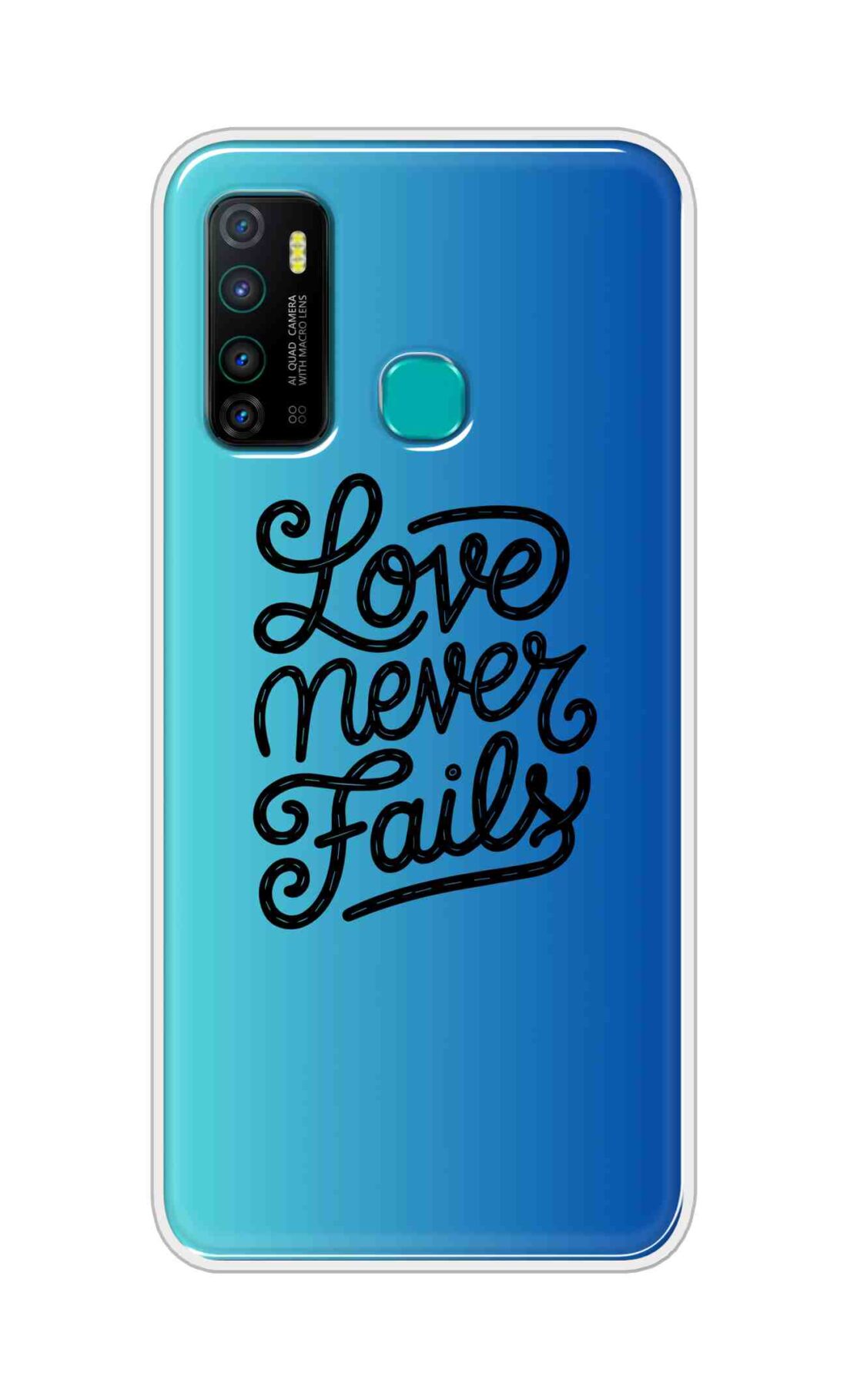 Coberta Back Cover For Infinix Hot 9 Back Cover Stylish Case - Love Never Fails in Blue Design D16643
