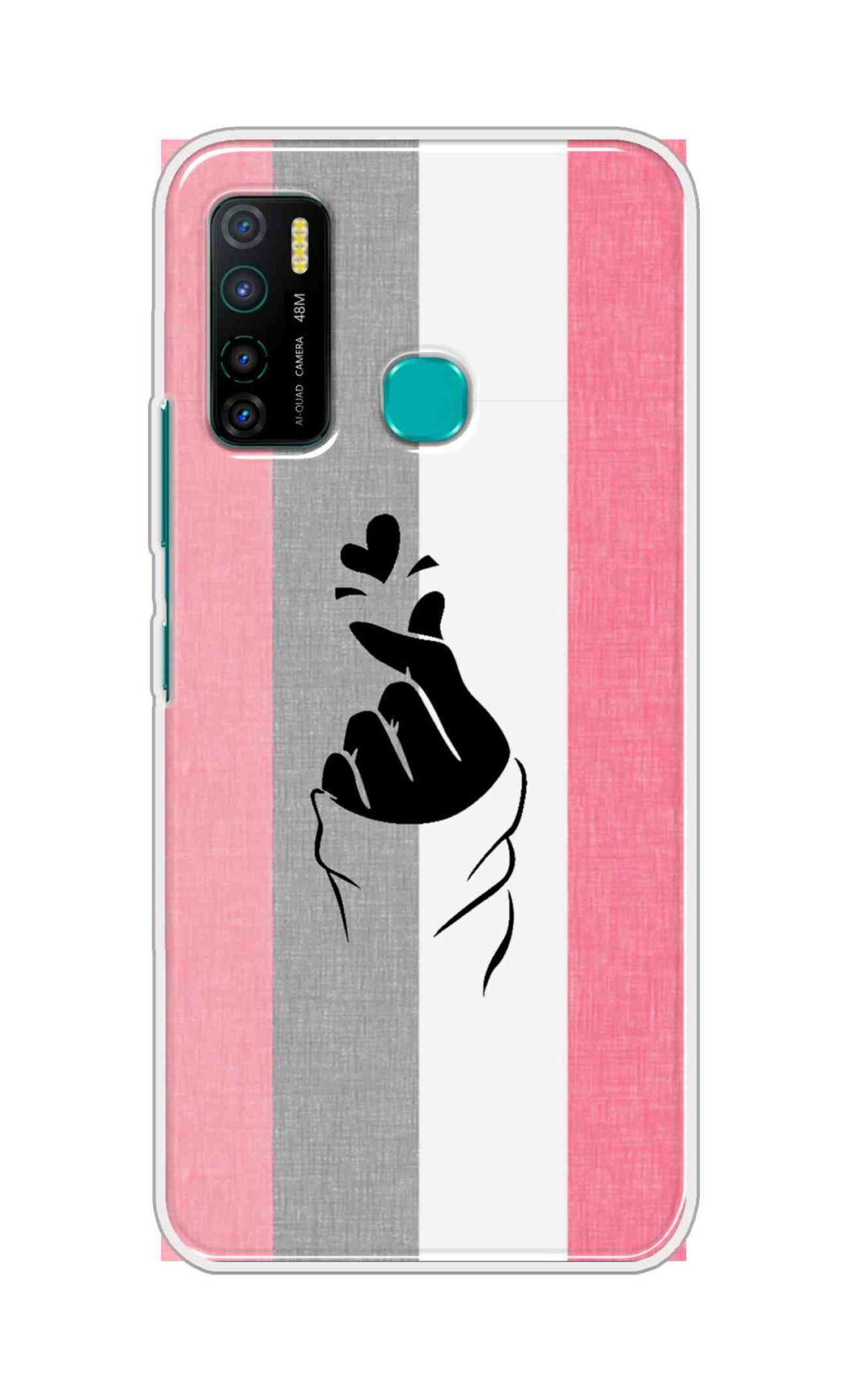Coberta Back Cover For Infinix Hot 9 Pro Back Cover Stylish Case - Pink and Grey Korean Heart Design D11894