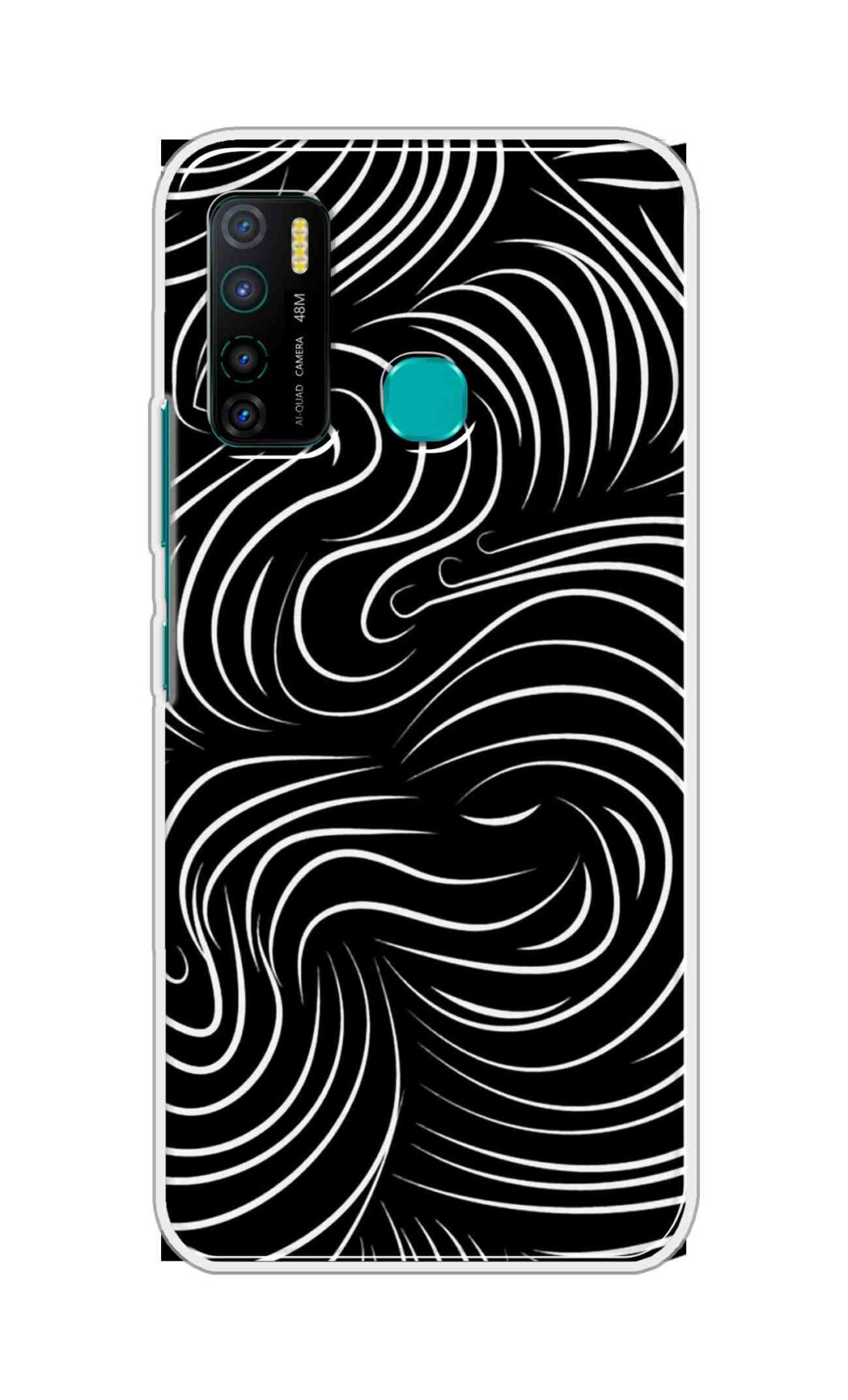 Coberta Back Cover For Infinix Hot 9 Pro Back Cover Stylish Case - White Curves Design D16552