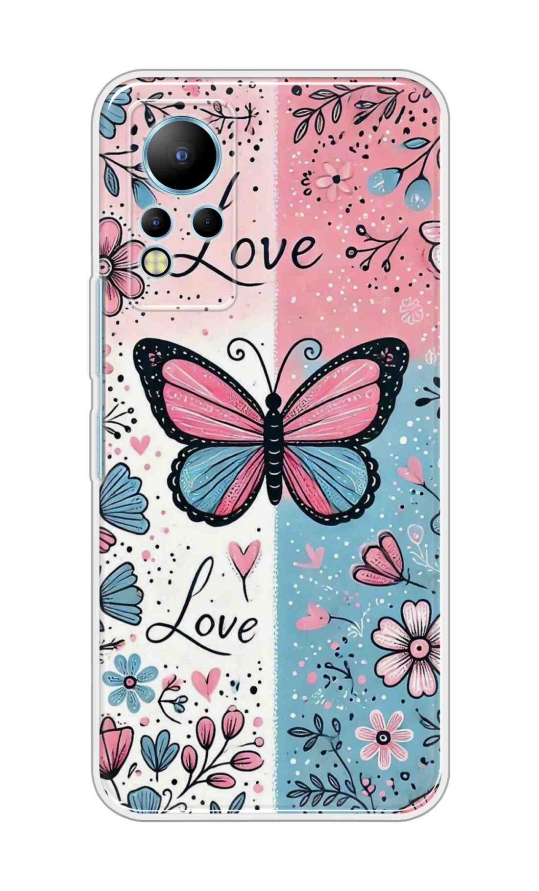 Coberta Back Cover For Infinix Note 12 Back Cover Stylish Case - Butterfly and Love Text Design D16526