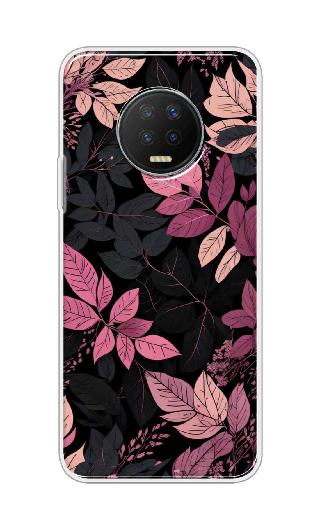 Coberta Back Cover For Infinix Note 7 Back Cover Stylish Case - Light Pink and Black Leaves Design D16148
