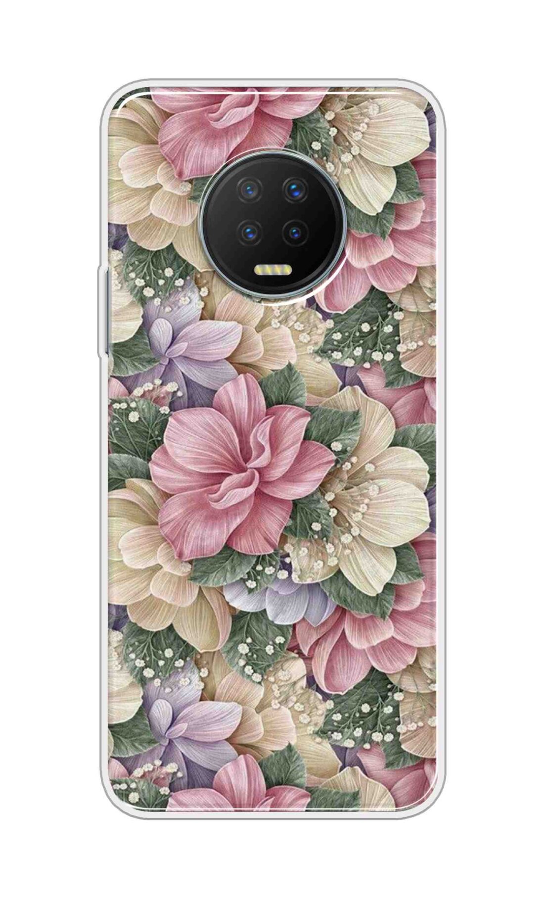 Coberta Back Cover For Infinix Note 7 Back Cover Stylish Case - Green Leaves and Pink Flowers Design D16250