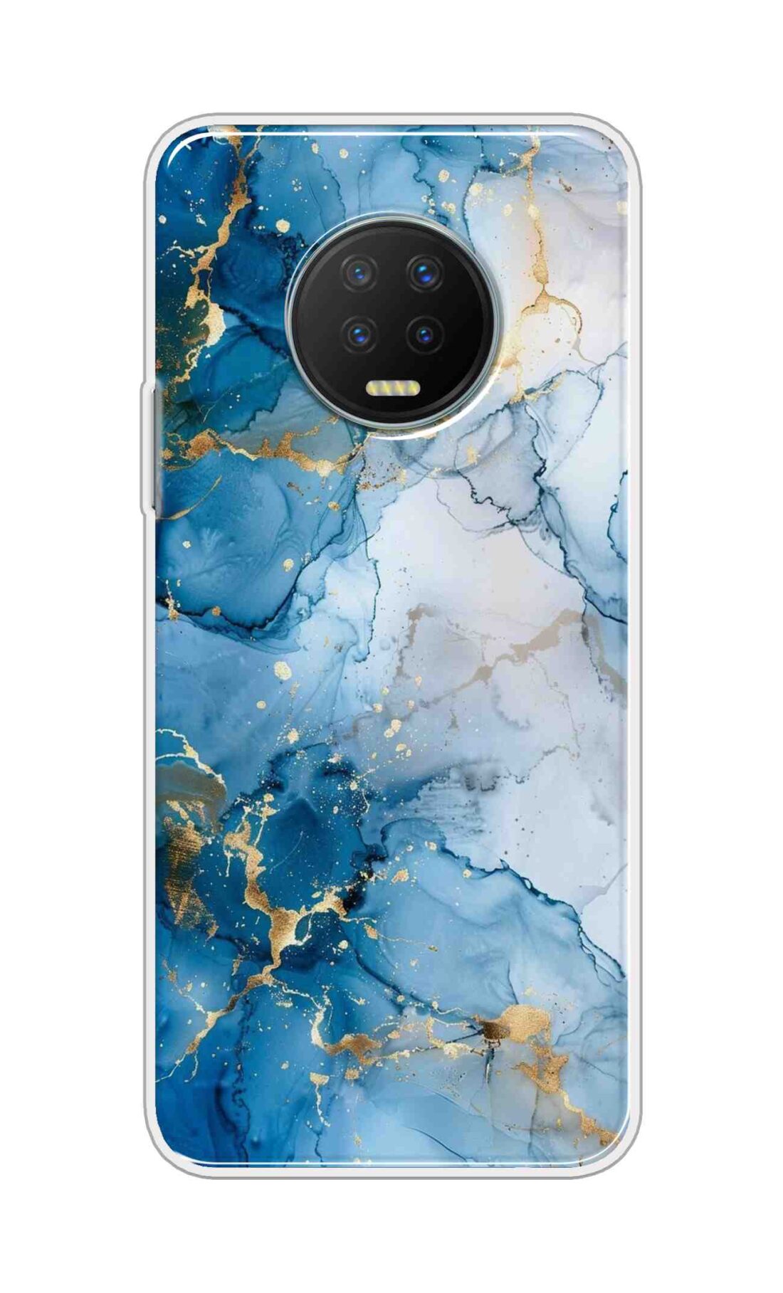 Coberta Back Cover For Infinix Note 7 Back Cover Stylish Case - Light Blue and Golden Marble Design D16481