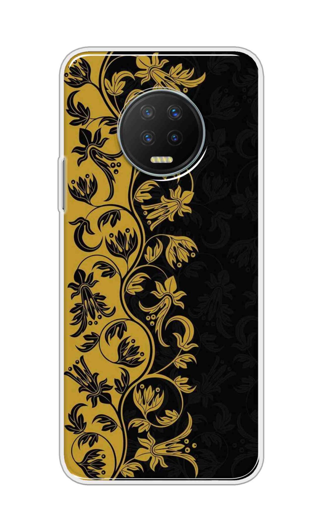 Coberta Back Cover For Infinix Note 7 Back Cover Stylish Case - Black and Yellow Leaves Design D16518