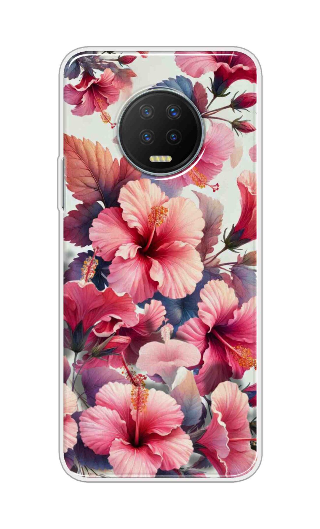 Coberta Back Cover For Infinix Note 7 Back Cover Stylish Case - Pink Leaves and Flowers Design D16525