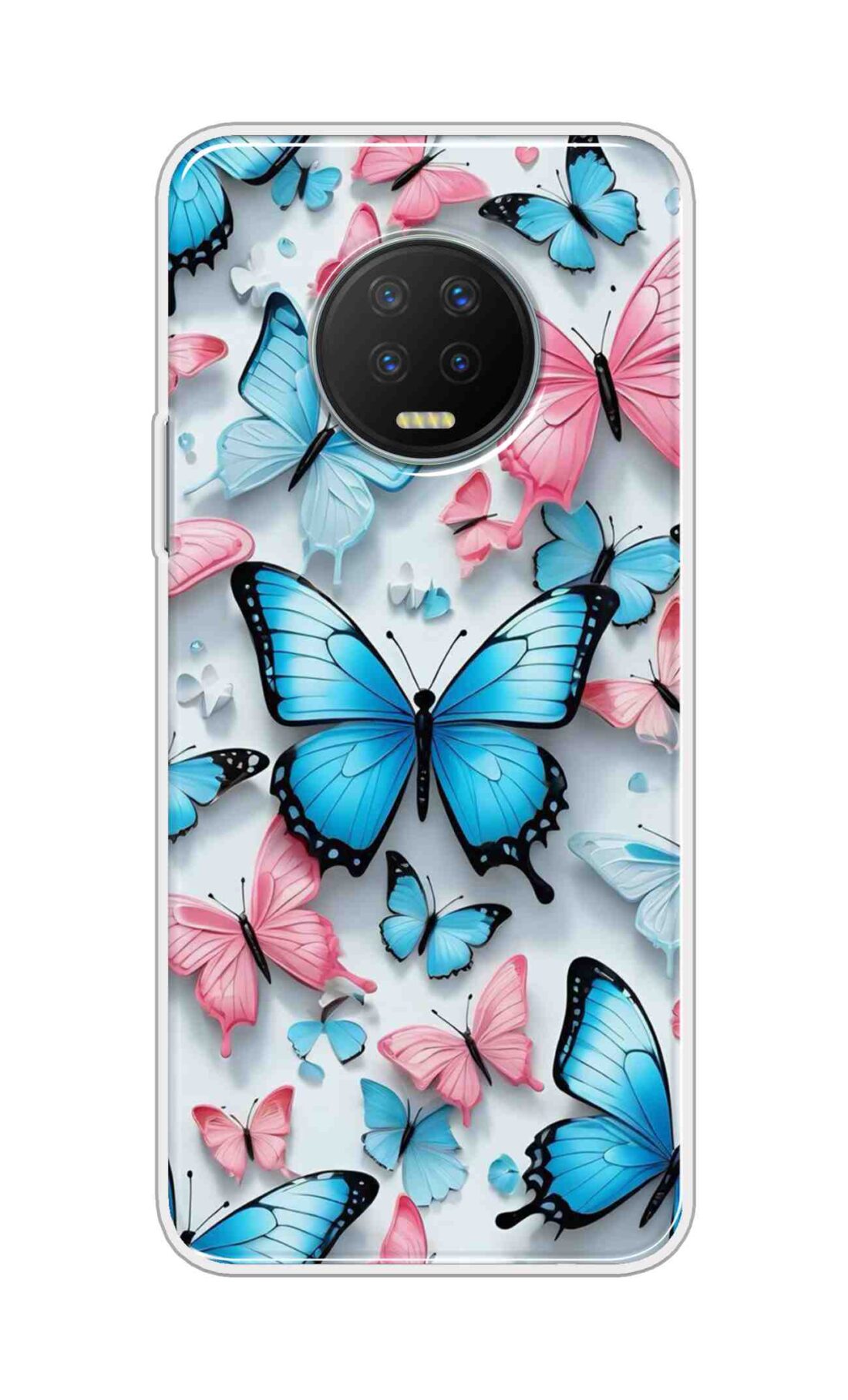 Coberta Back Cover For Infinix Note 7 Back Cover Stylish Case - Blue and Pink Butterflyes Design D16568