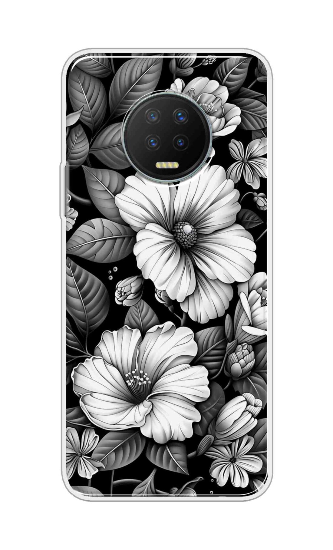 Coberta Back Cover For Infinix Note 7 Back Cover Stylish Case - Black and White Flowers Design D16591