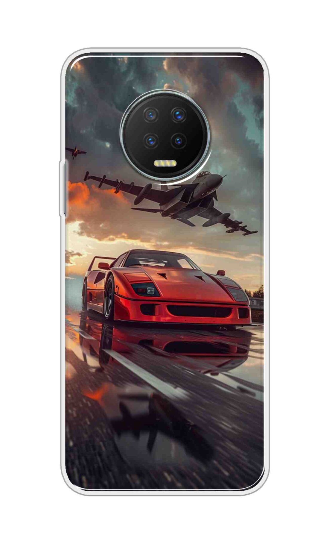 Coberta Back Cover For Infinix Note 7 Back Cover Stylish Case - Raceing Red Car with Aeroplane Design D16594