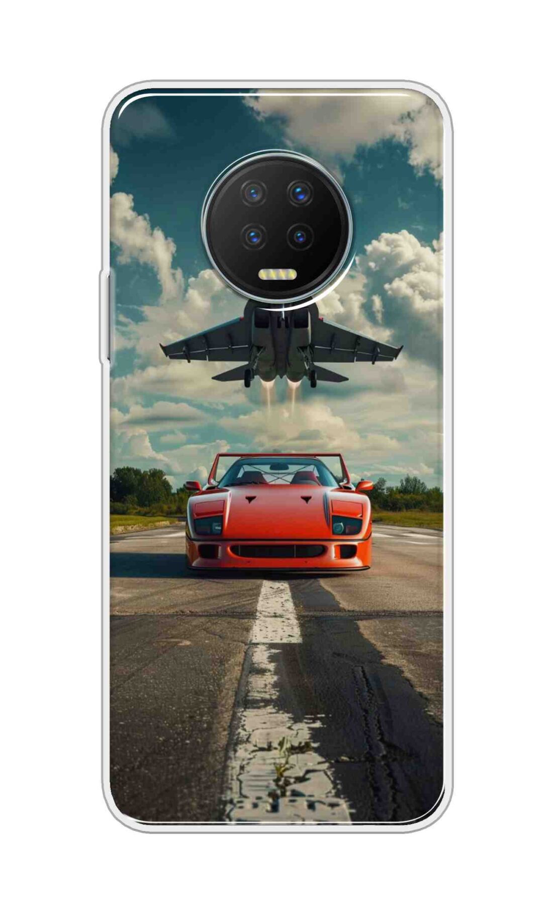 Coberta Back Cover For Infinix Note 7 Back Cover Stylish Case - Red Car with Aeroplane Design D16596