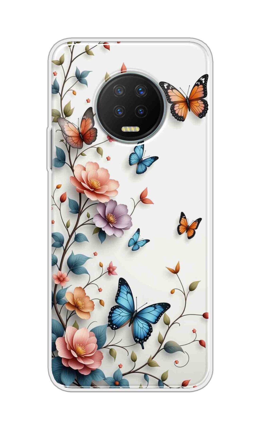 Coberta Back Cover For Infinix Note 7 Back Cover Stylish Case - Multi Flowers and Butterflyes Design D16617