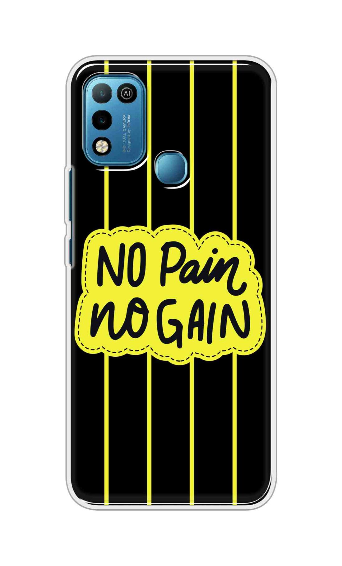 Coberta Back Cover For Infinix Smart 5 Back Cover Stylish Case - No Pain No Gain in Yellow Design D16508