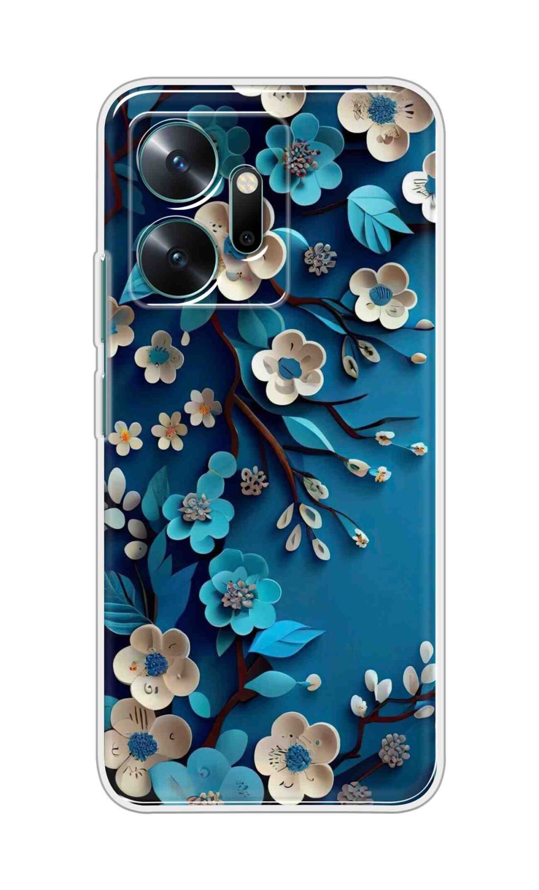 Coberta Back Cover For Infinix Zero 20 Back Cover Stylish Case - Blue and White Flowers Design D16551