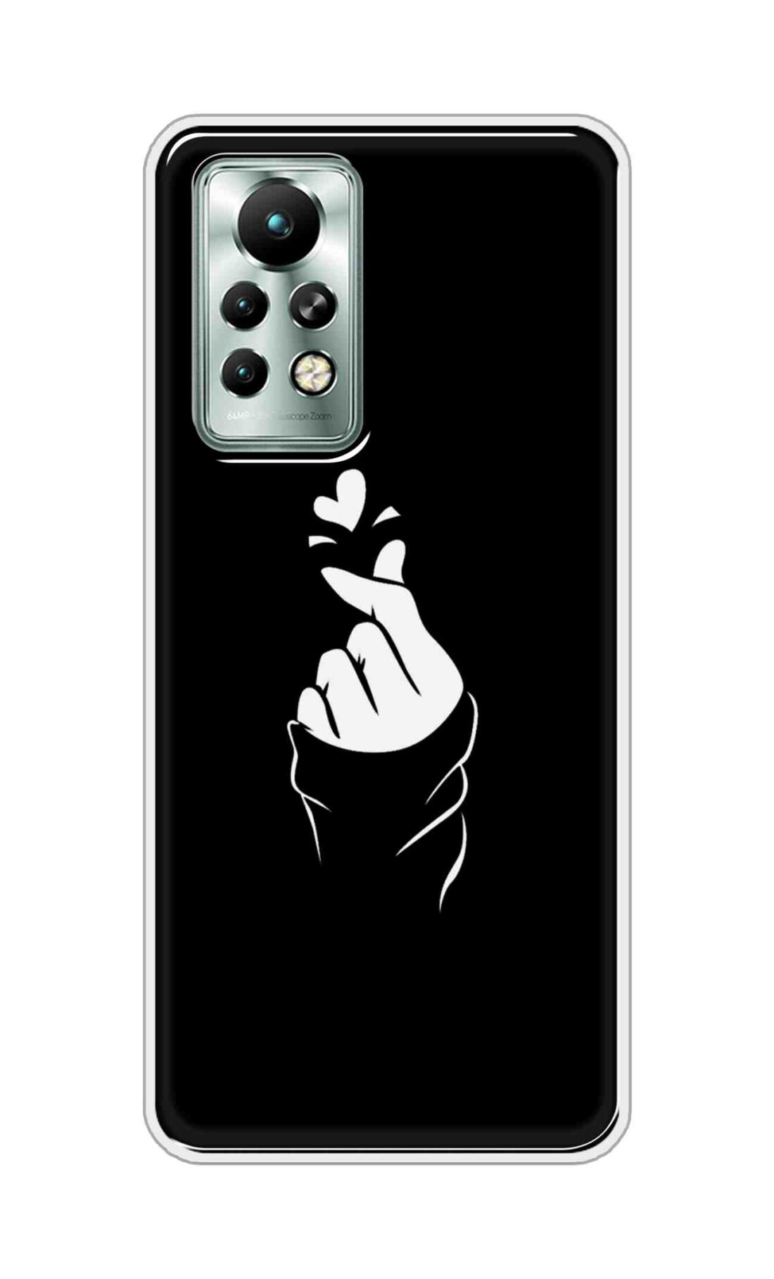 Coberta Back Cover For Infinix Note 11 Back Cover Stylish Case - Black Korean Heart Design D11802