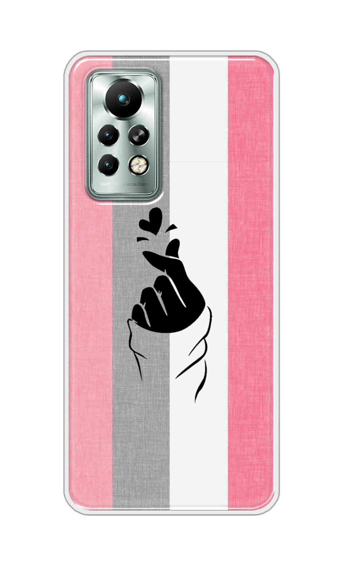 Coberta Back Cover For Infinix Note 11 Back Cover Stylish Case - Pink and Grey Korean Heart Design D11894