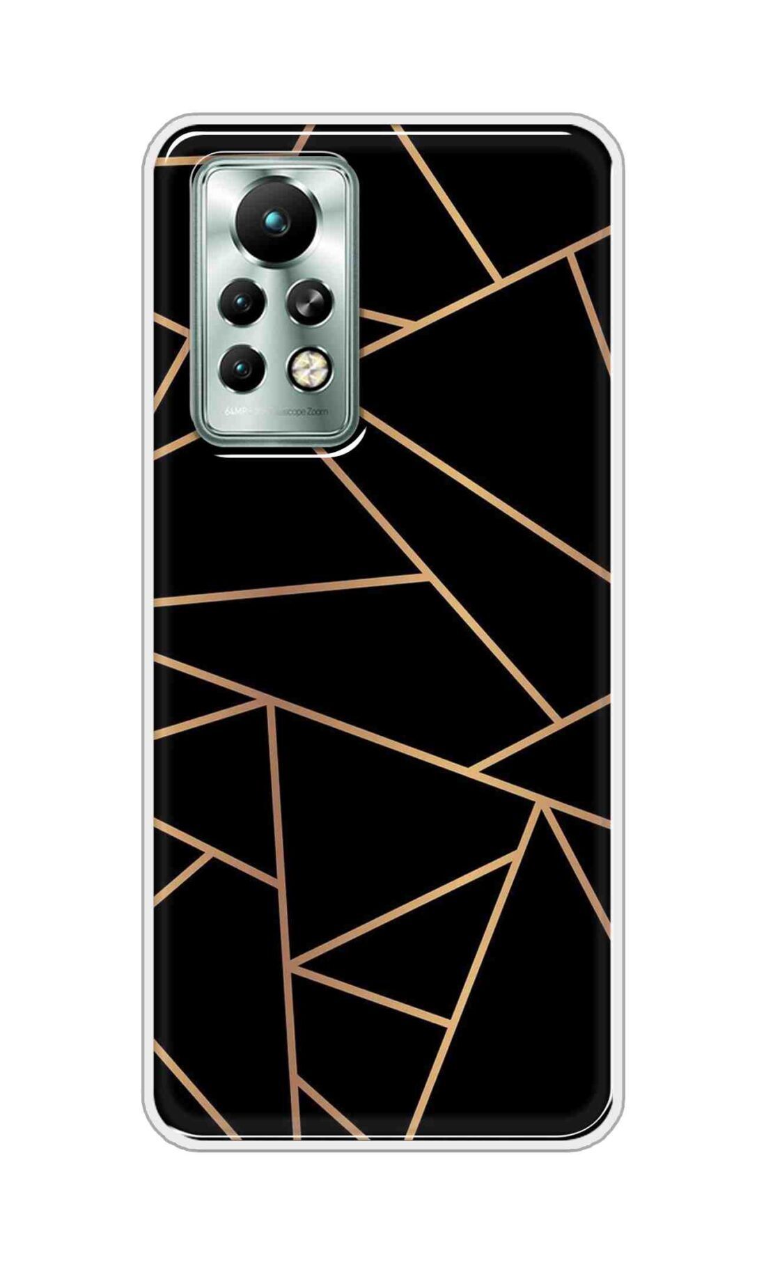 Coberta Back Cover For Infinix Note 11 Back Cover Stylish Case - Golden Zig Zag Pattern in Black Design D16519