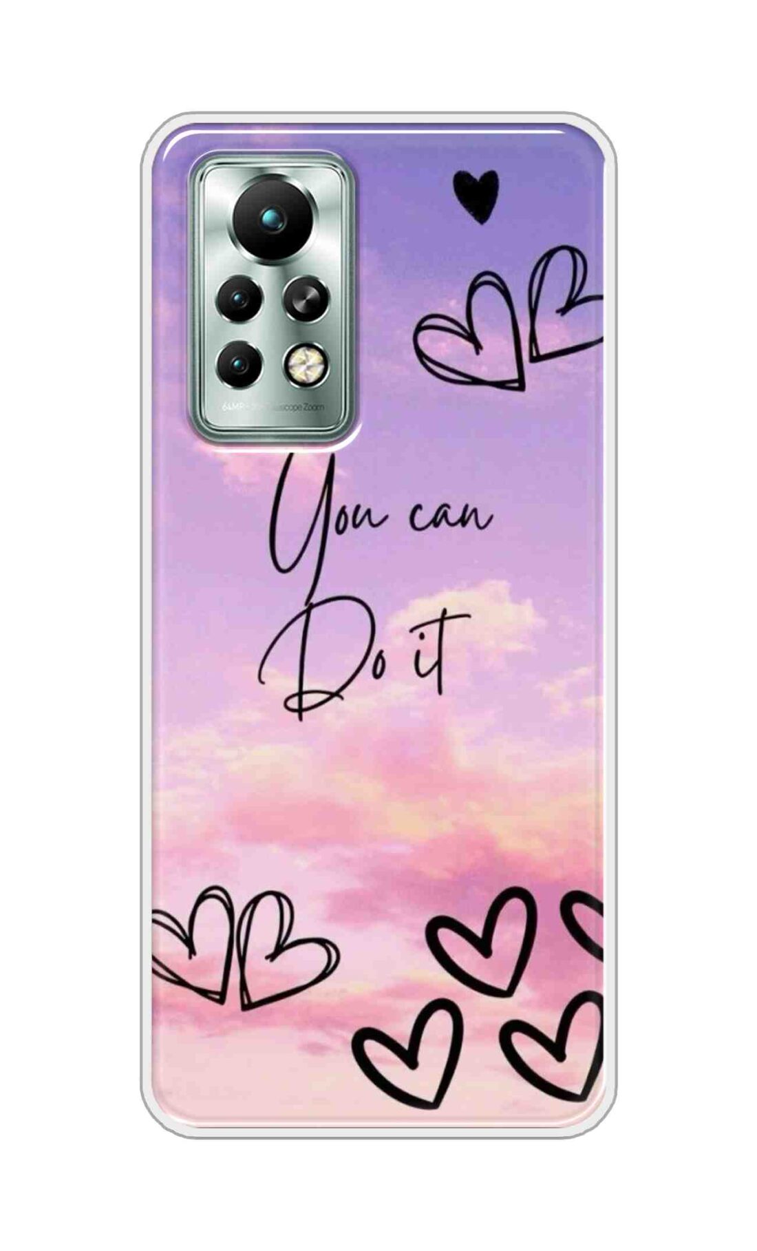 Coberta Back Cover For Infinix Note 11 Back Cover Stylish Case - You Can Do It and Hearts Design D16539