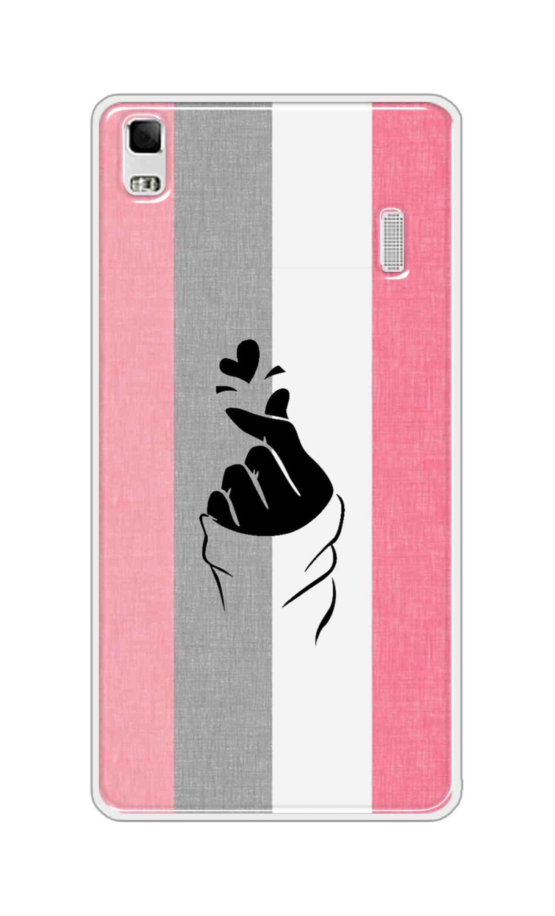 Coberta Back Cover For Lenovo A7000 Back Cover Stylish Case - Pink and Grey Korean Heart Design D11894