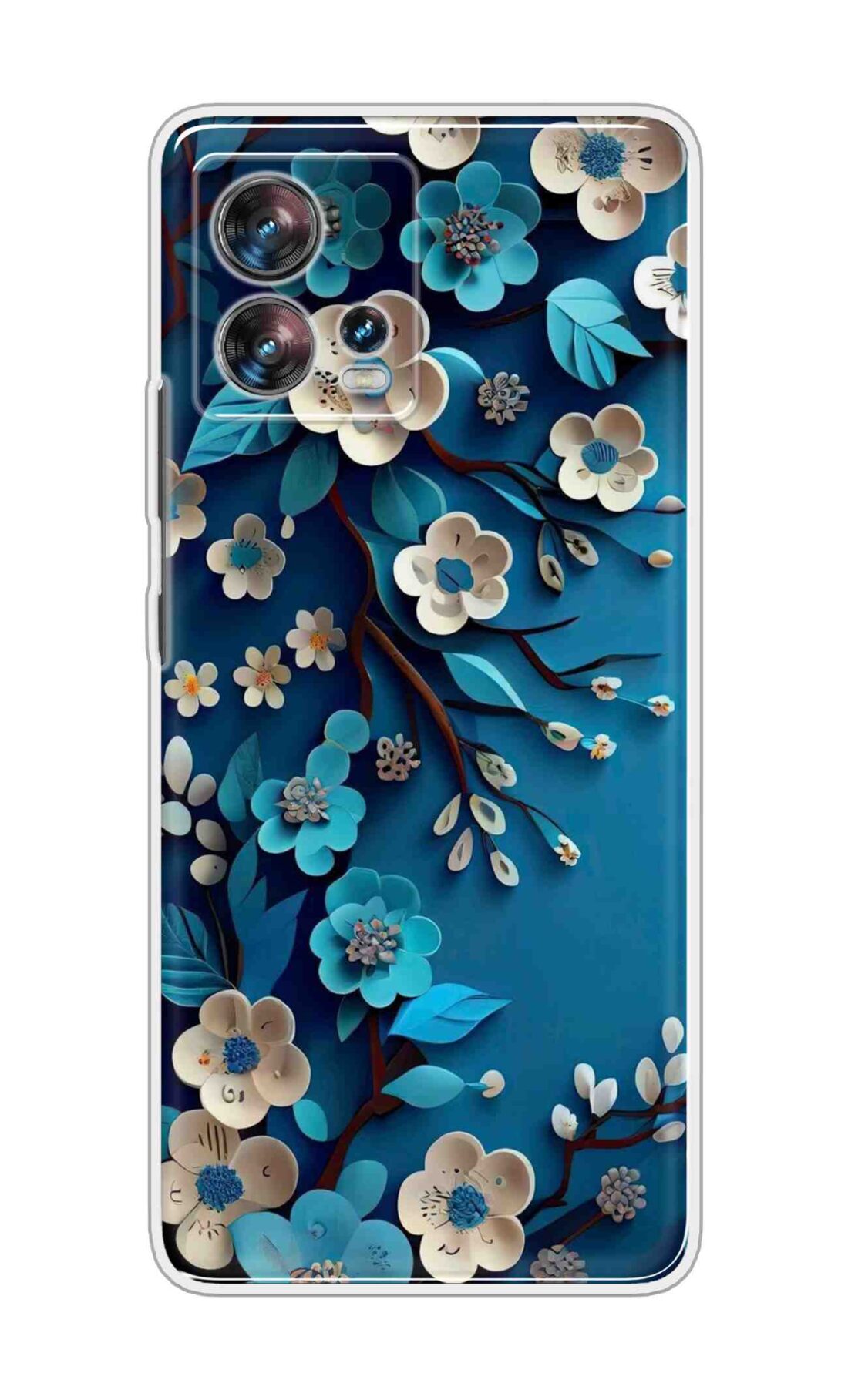 Coberta Back Cover For Motorola Edge 30 Fusion Back Cover Stylish Case - Blue and White Flowers Design D16551