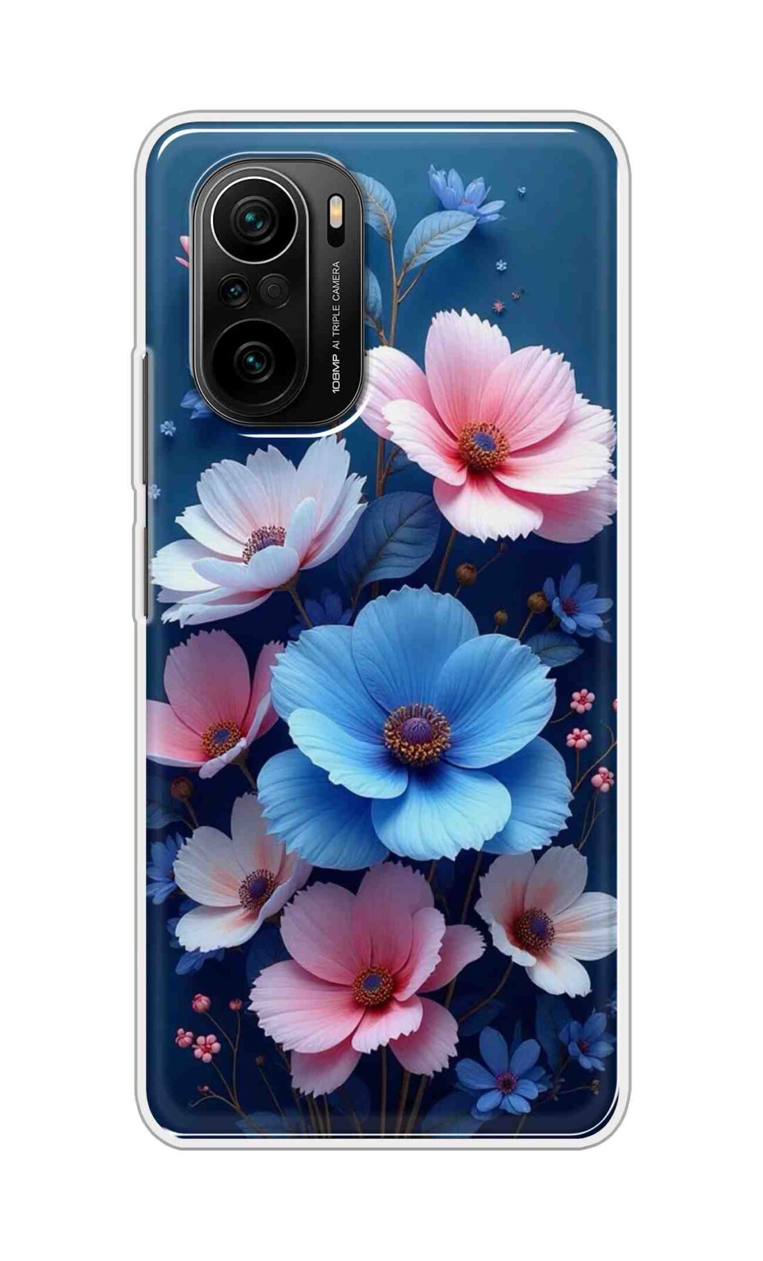 Coberta Back Cover For Mi 11X Pro 5G Back Cover Stylish Case - Blue and Pink Flowers Design D16512