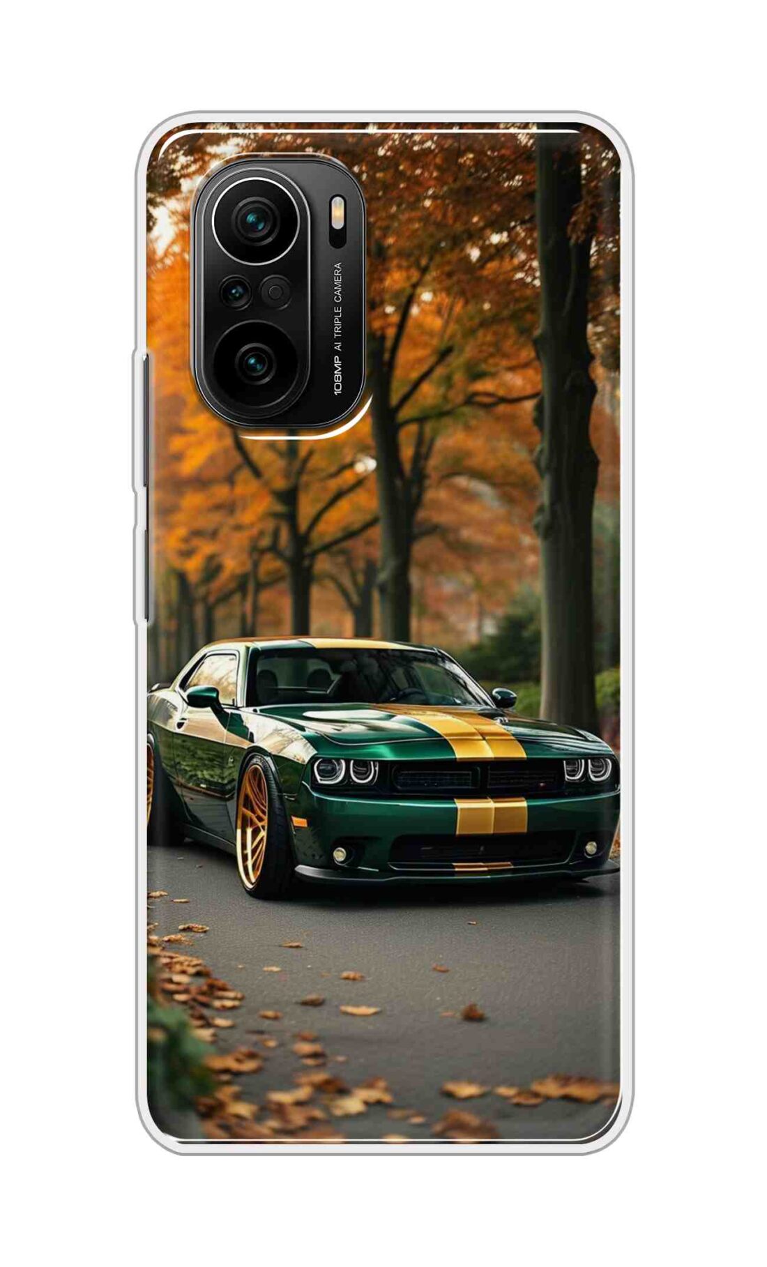 Coberta Back Cover For Mi 11X Pro 5G Back Cover Stylish Case - Golden Line in Green Design D16546