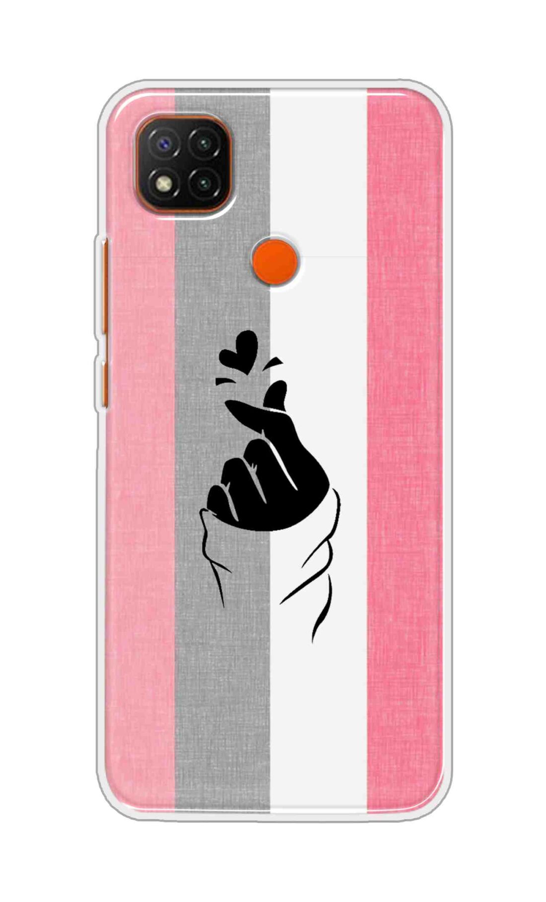 Coberta Back Cover For Xiaomi Redmi 9C Back Cover Stylish Case - Pink and Grey Korean Heart Design D11894