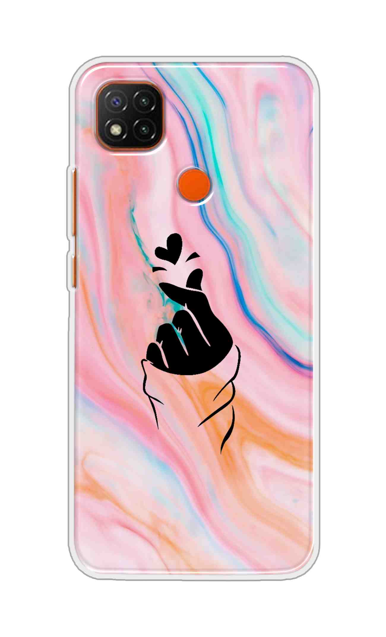 Coberta Back Cover For Xiaomi Redmi 9C Back Cover Stylish Case - Korean Heart on Pink Multicolour Design D11896