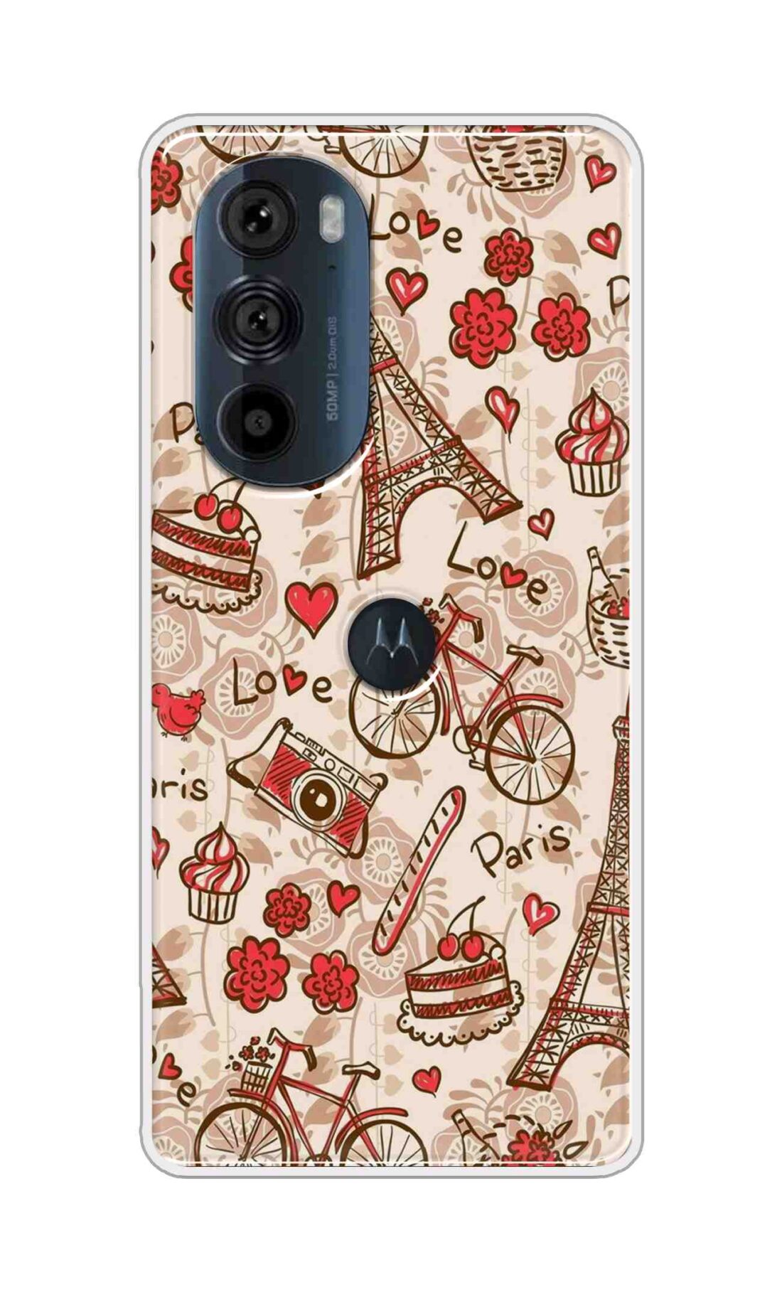 Coberta Back Cover For Motorola Edge 30 Pro 5G Back Cover Stylish Case - Paris and Love Text Pattern D11626