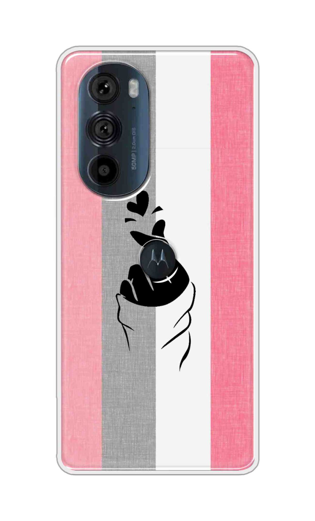 Coberta Back Cover For Motorola Edge 30 Pro 5G Back Cover Stylish Case - Pink and Grey Korean Heart Design D11894