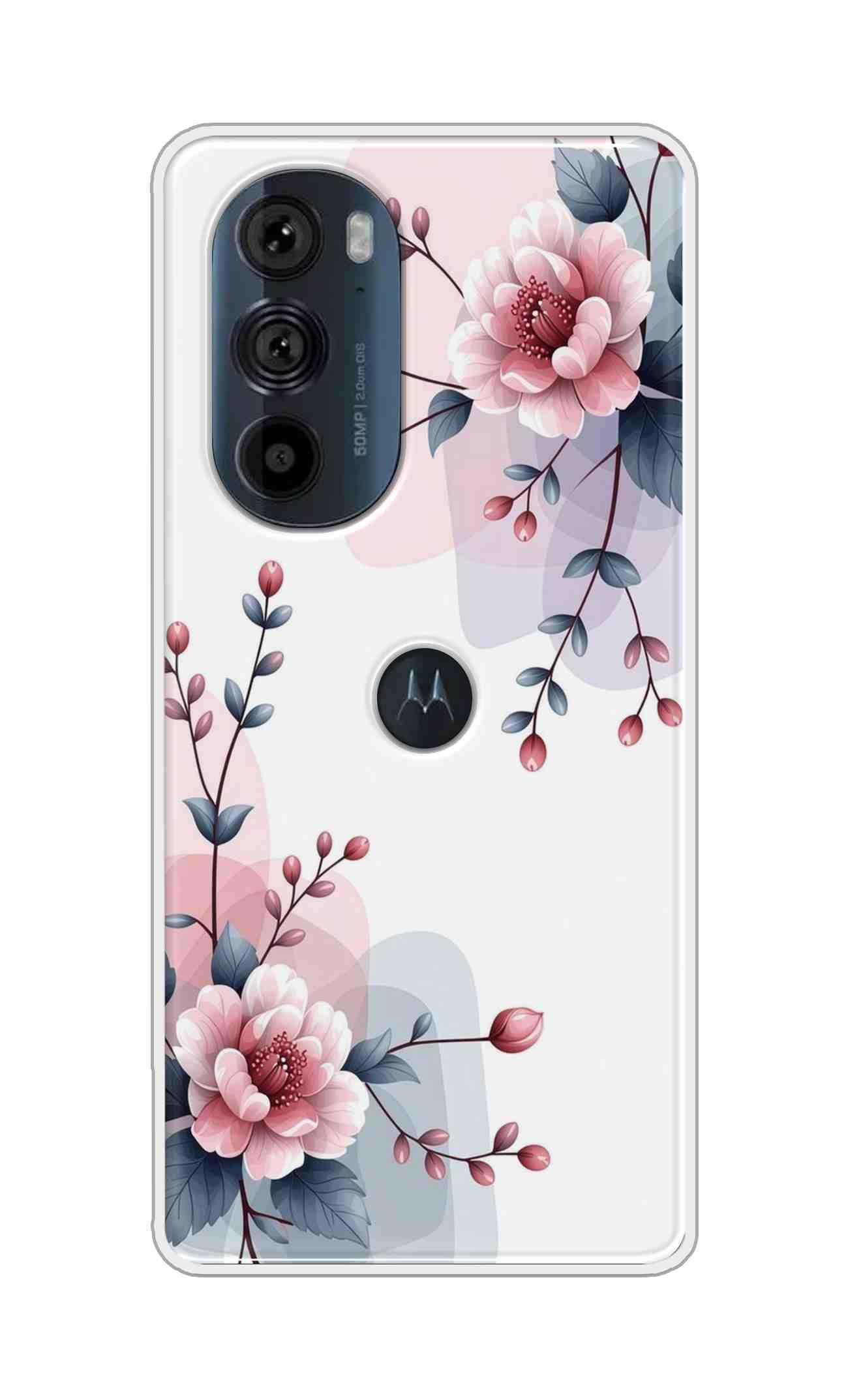 Coberta Back Cover For Motorola Edge 30 Pro 5G Back Cover Stylish Case - Pink Flowers and Leaves Design Design D16510