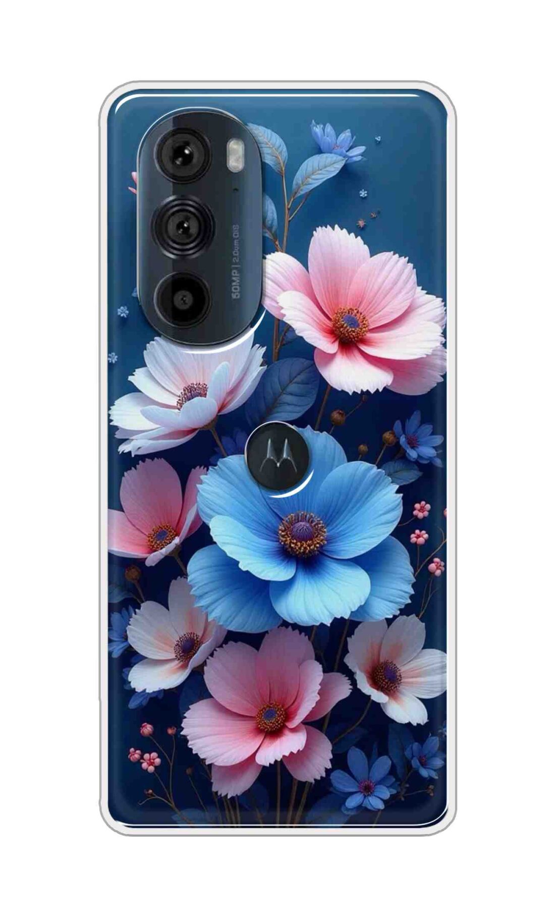Coberta Back Cover For Motorola Edge 30 Pro 5G Back Cover Stylish Case - Blue and Pink Flowers Design D16512
