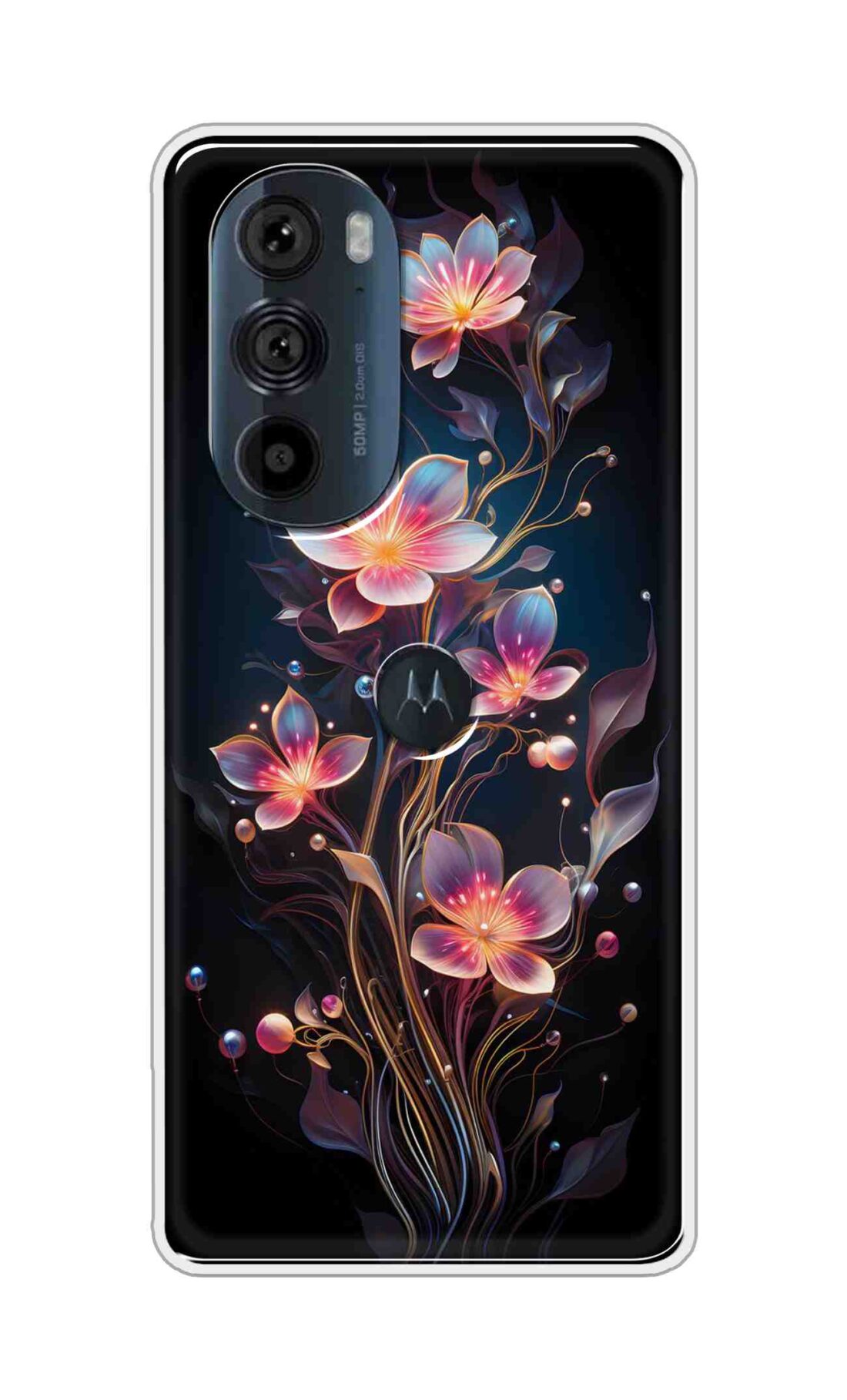Coberta Back Cover For Motorola Edge 30 Pro 5G Back Cover Stylish Case - Asthetic Flowers in Black Design Design D16523