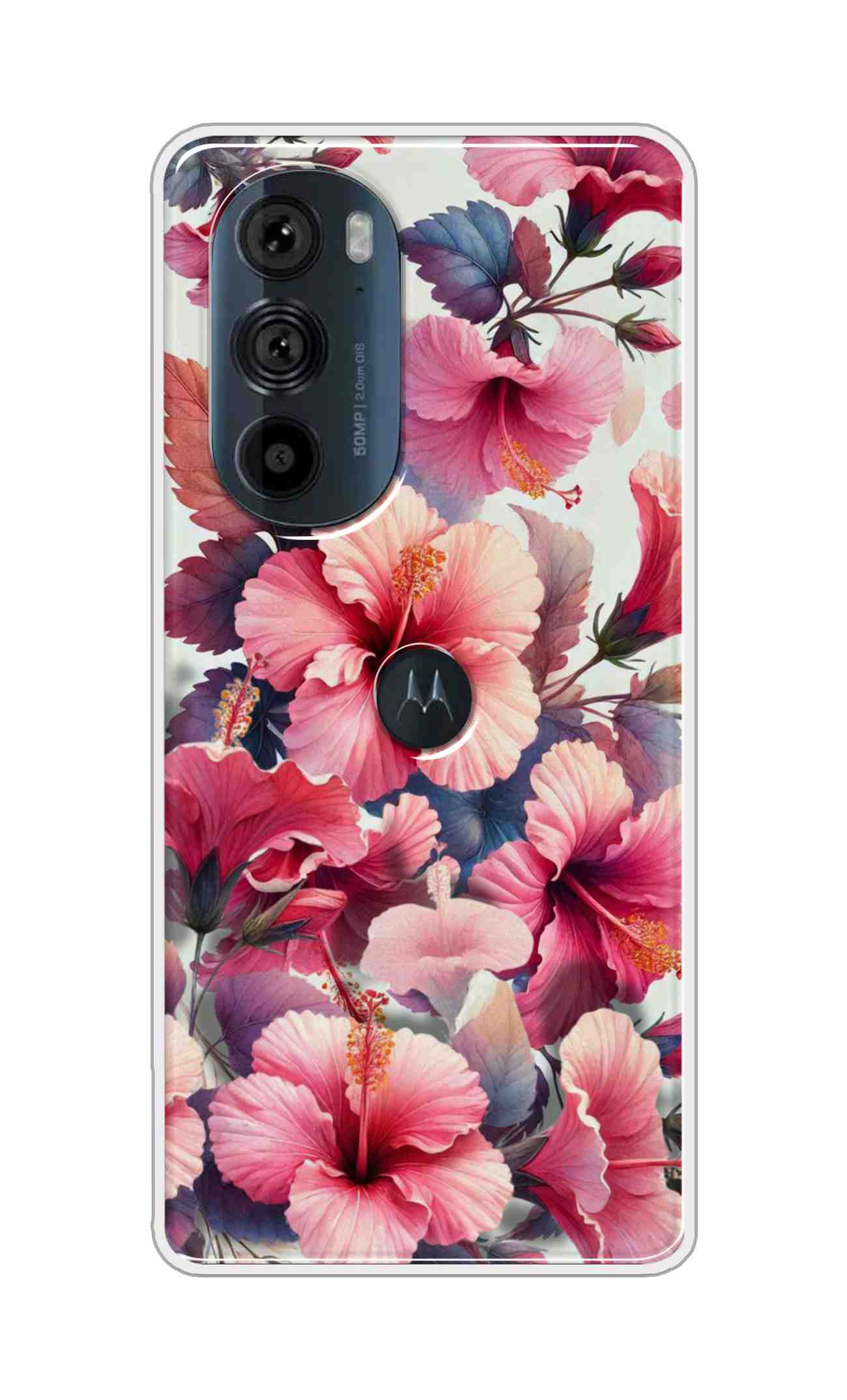 Coberta Back Cover For Motorola Edge 30 Pro 5G Back Cover Stylish Case - Pink Leaves and Flowers Design D16525