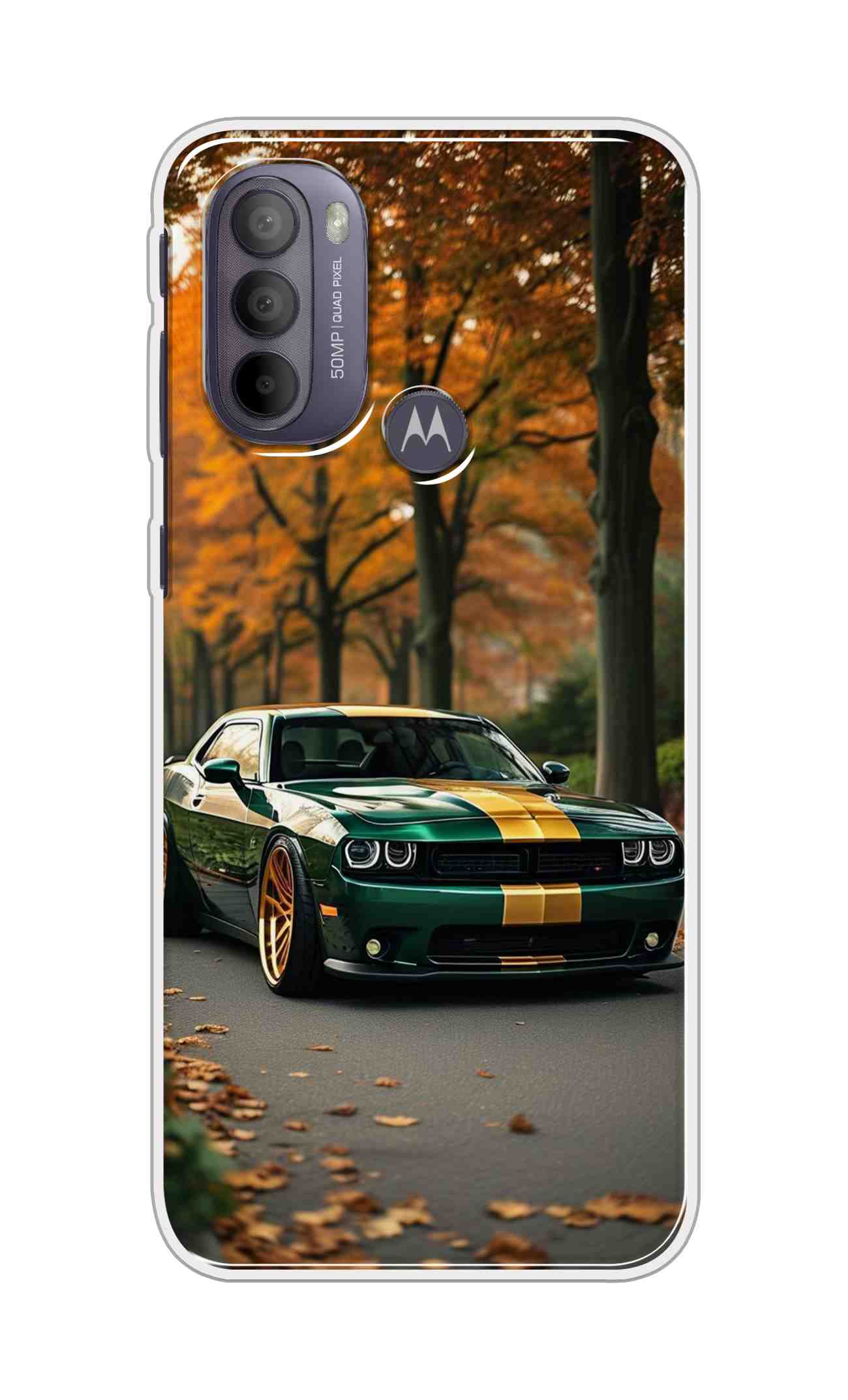 Coberta Back Cover For Motorola Moto G31 Back Cover Stylish Case - Golden Line in Green Design D16546