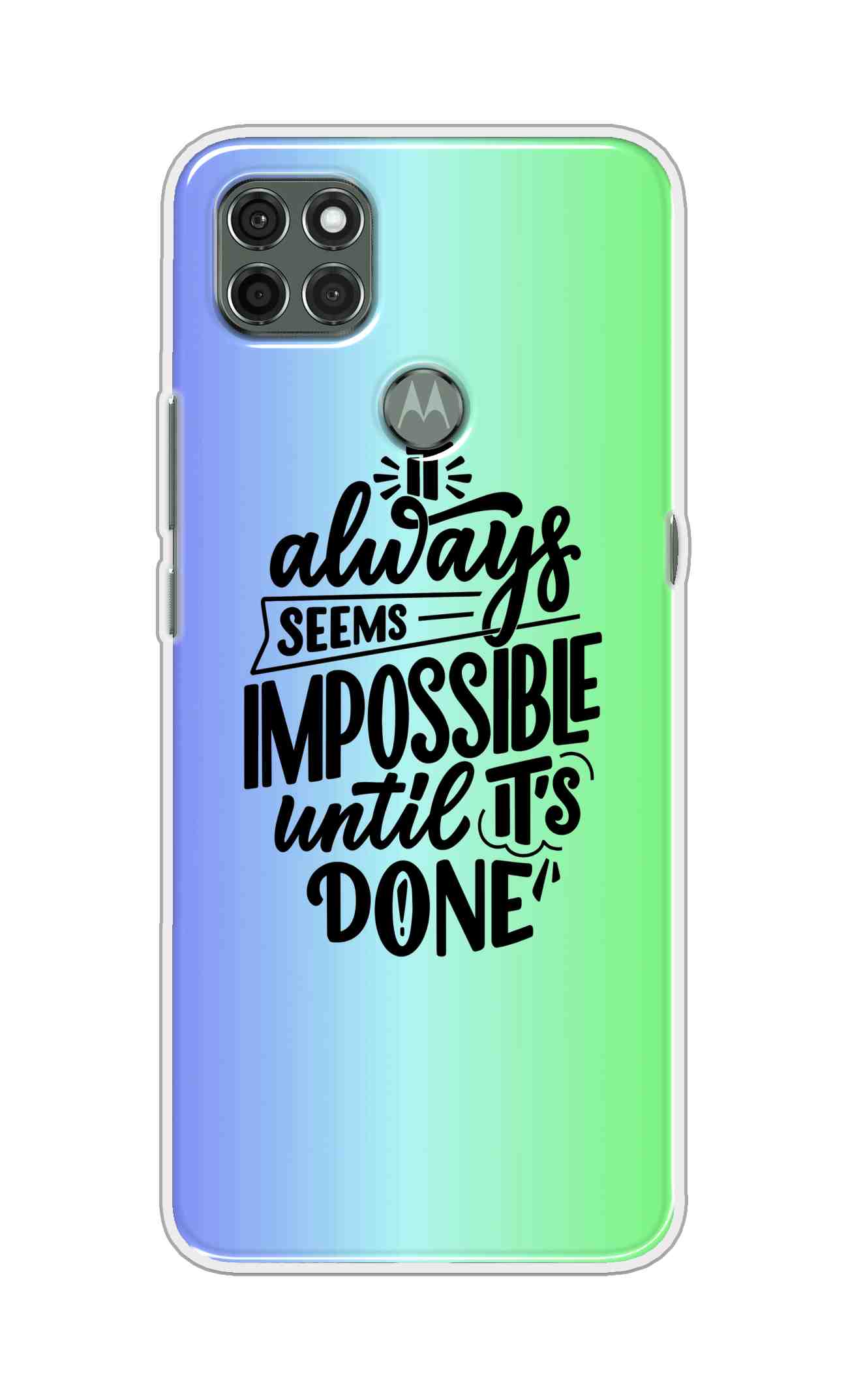 Coberta Back Cover For Motorola Moto G9 Power Back Cover Stylish Case - It Always Seems Impossible Until Its Done in Green and Blue Design D16502