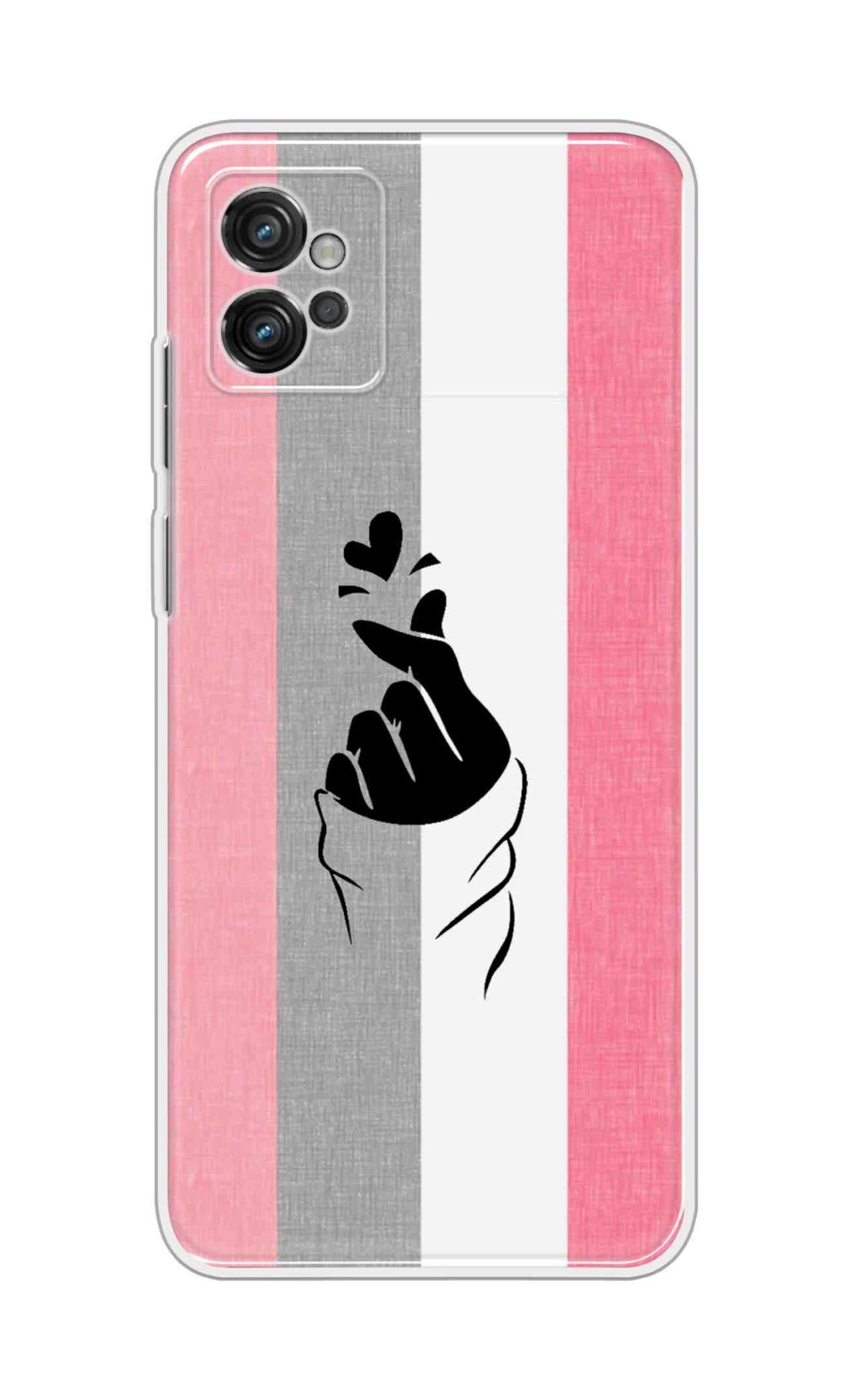 Coberta Back Cover For Motorola Moto G32 Back Cover Stylish Case - Pink and Grey Korean Heart Design D11894